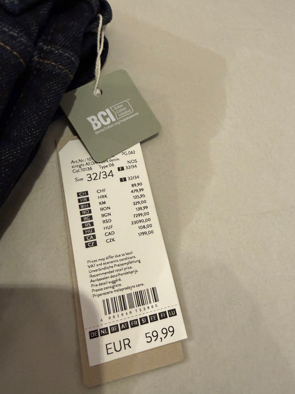 Jean Tom Tailor Denim Aedan Straight Homme Bleu Brut Foncé – Neuf avec étiquettes – Taille 32/34