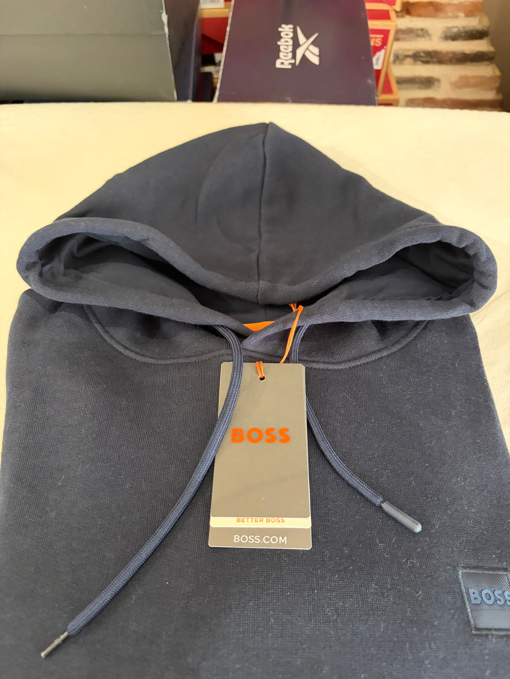 Sweat à capuche BOSS Homme Bleu Marine Taille XXL - Logo Patch - Neuf