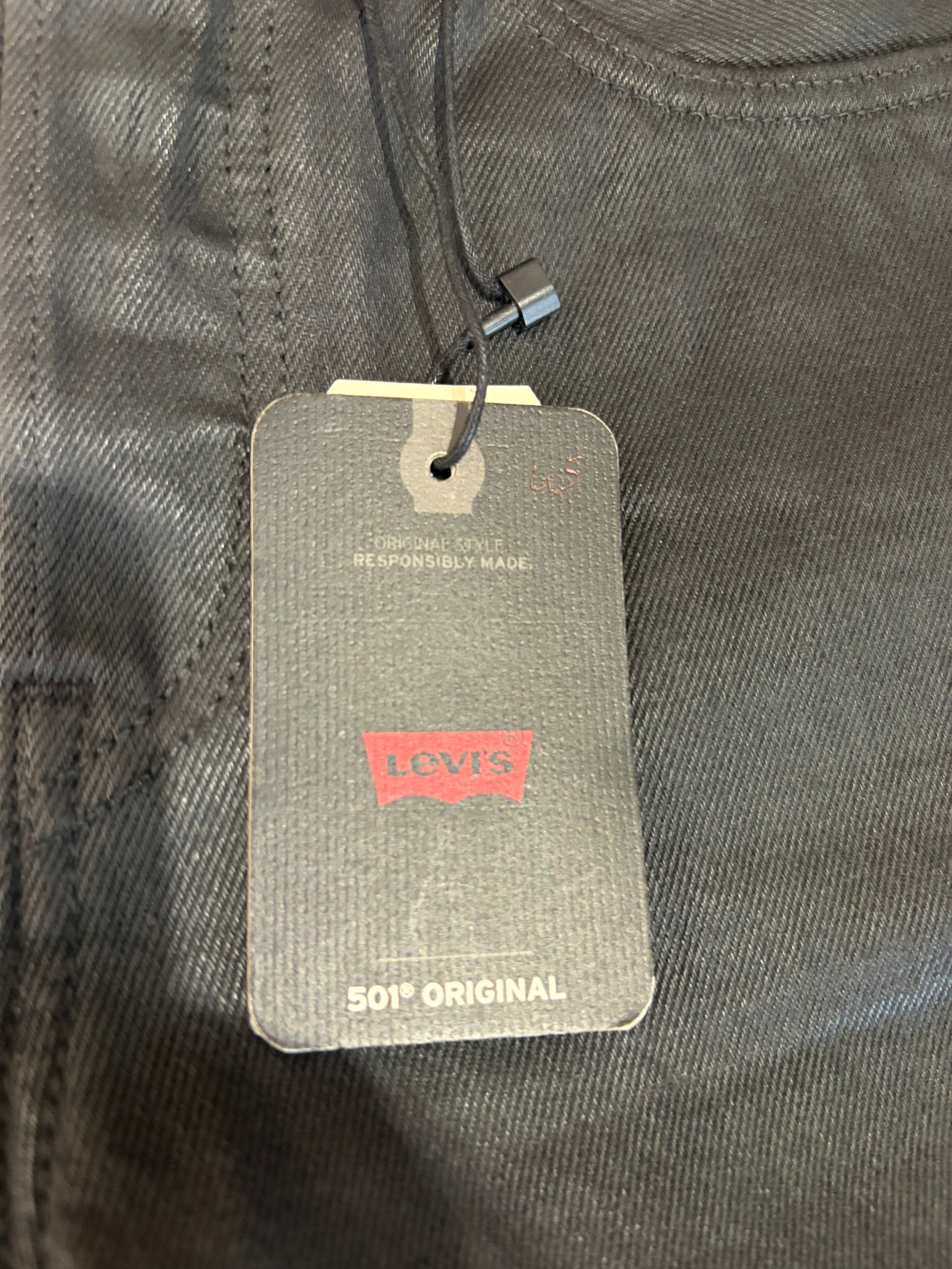 Levi's 501 Original Femme Neuf - Jean Enduit Gris Anthracite Taille 24x32