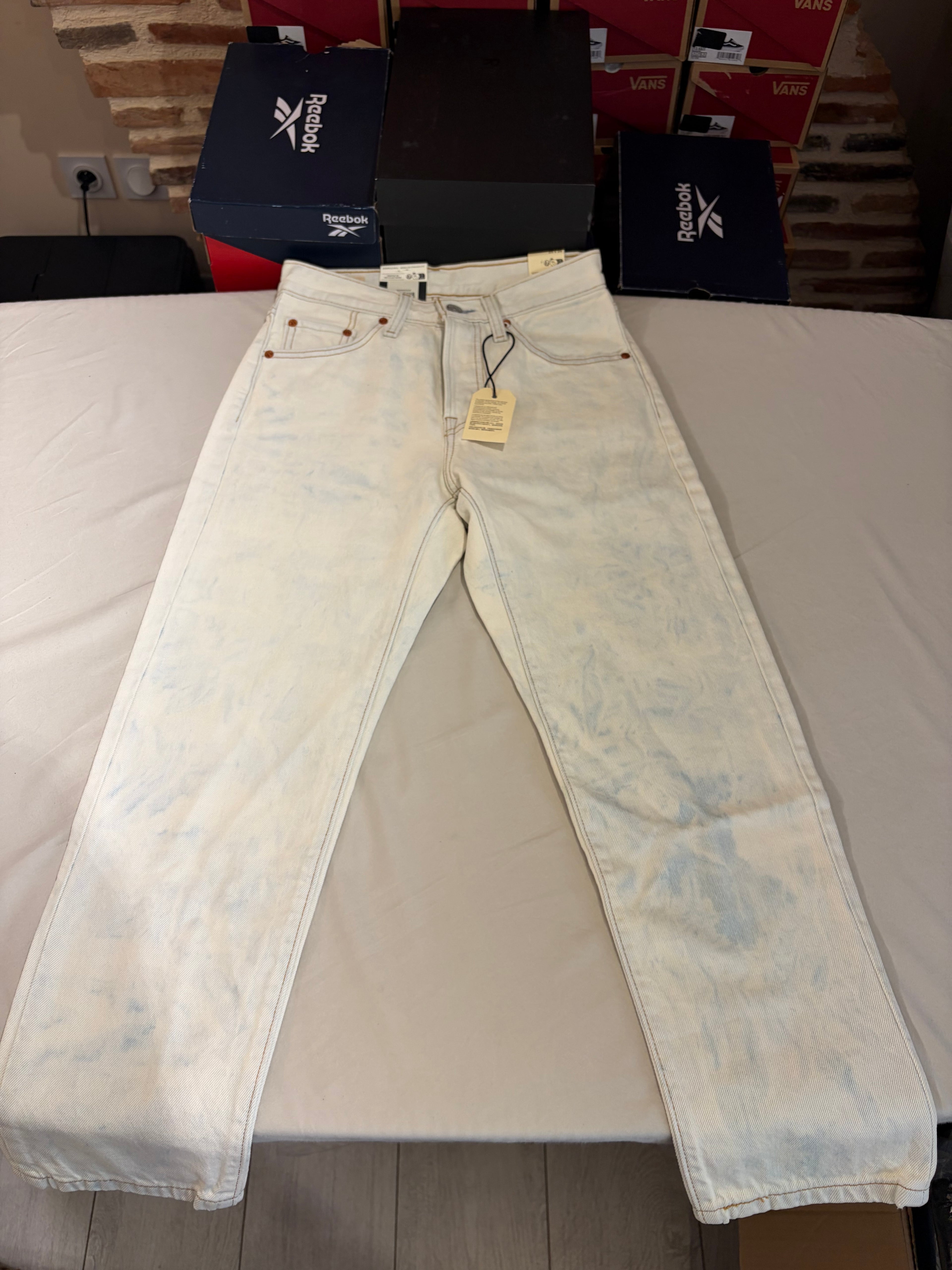 Jean Levi's 501 Original Cropped Femme Blanc Écru 25x26