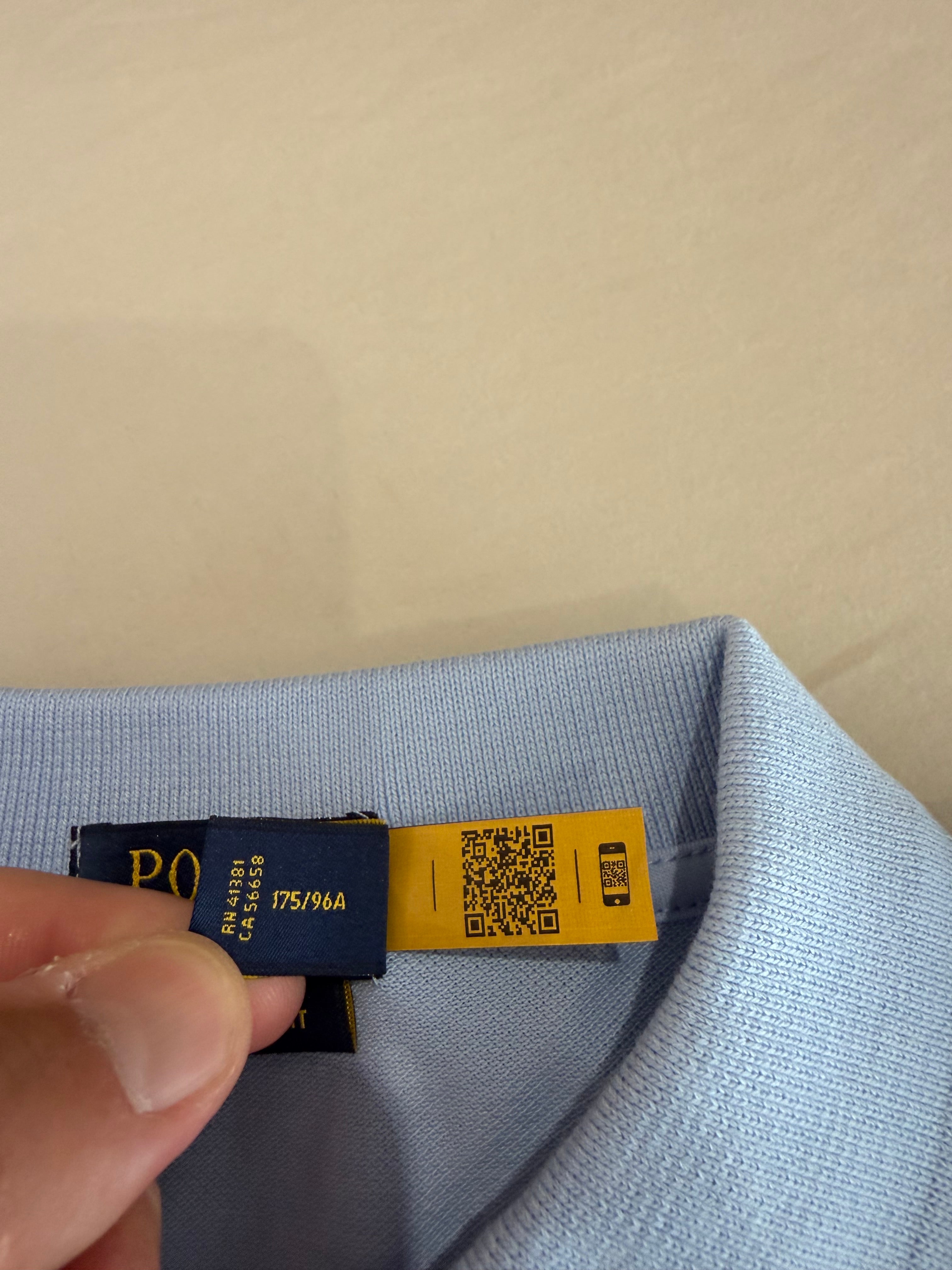 Polo Ralph Lauren Custom Slim Fit Bleu Ciel Logo Blanc Homme Taille M – Neuf avec étiquette