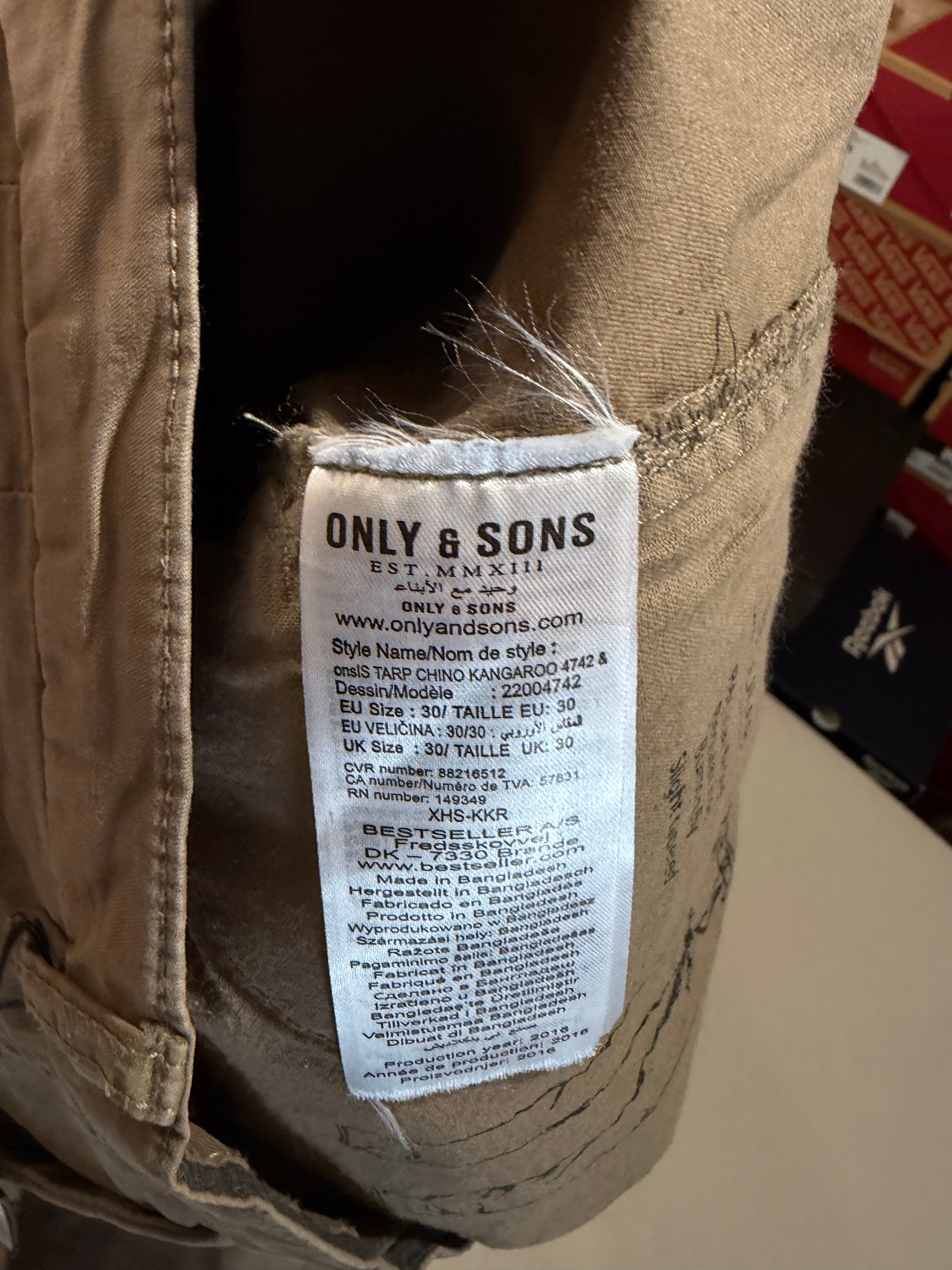 Pantalon Chino Only & Sons Homme Beige Sable – Taille 30/32 – Neuf avec étiquette