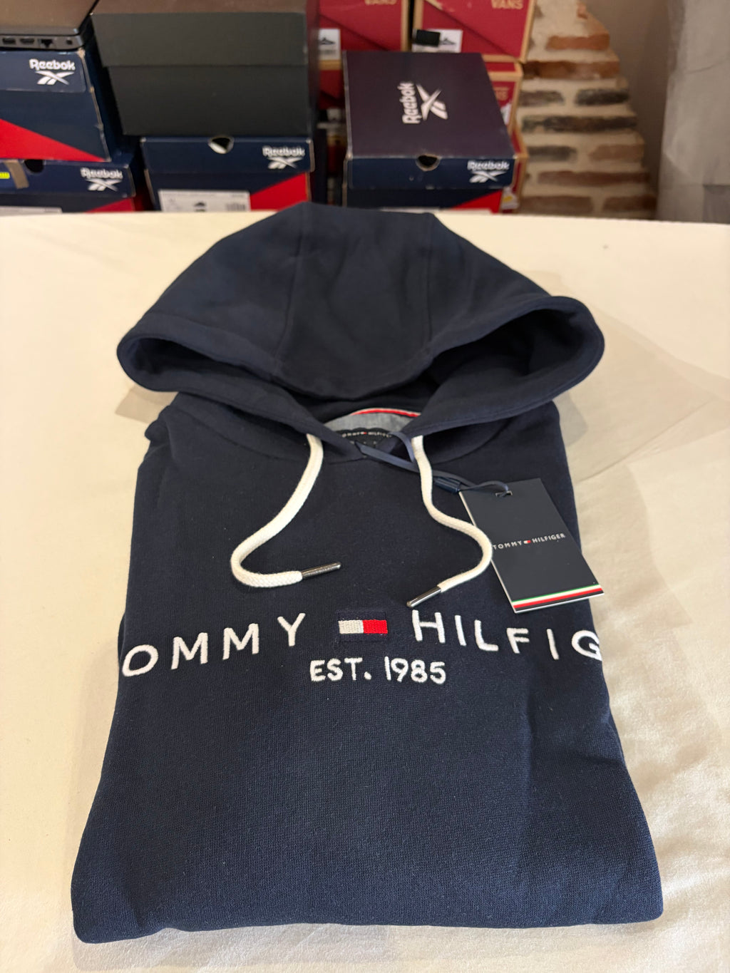Sweat à capuche Tommy Hilfiger Logo Hoody MW0MW10752 Bleu Marine Homme Taille L