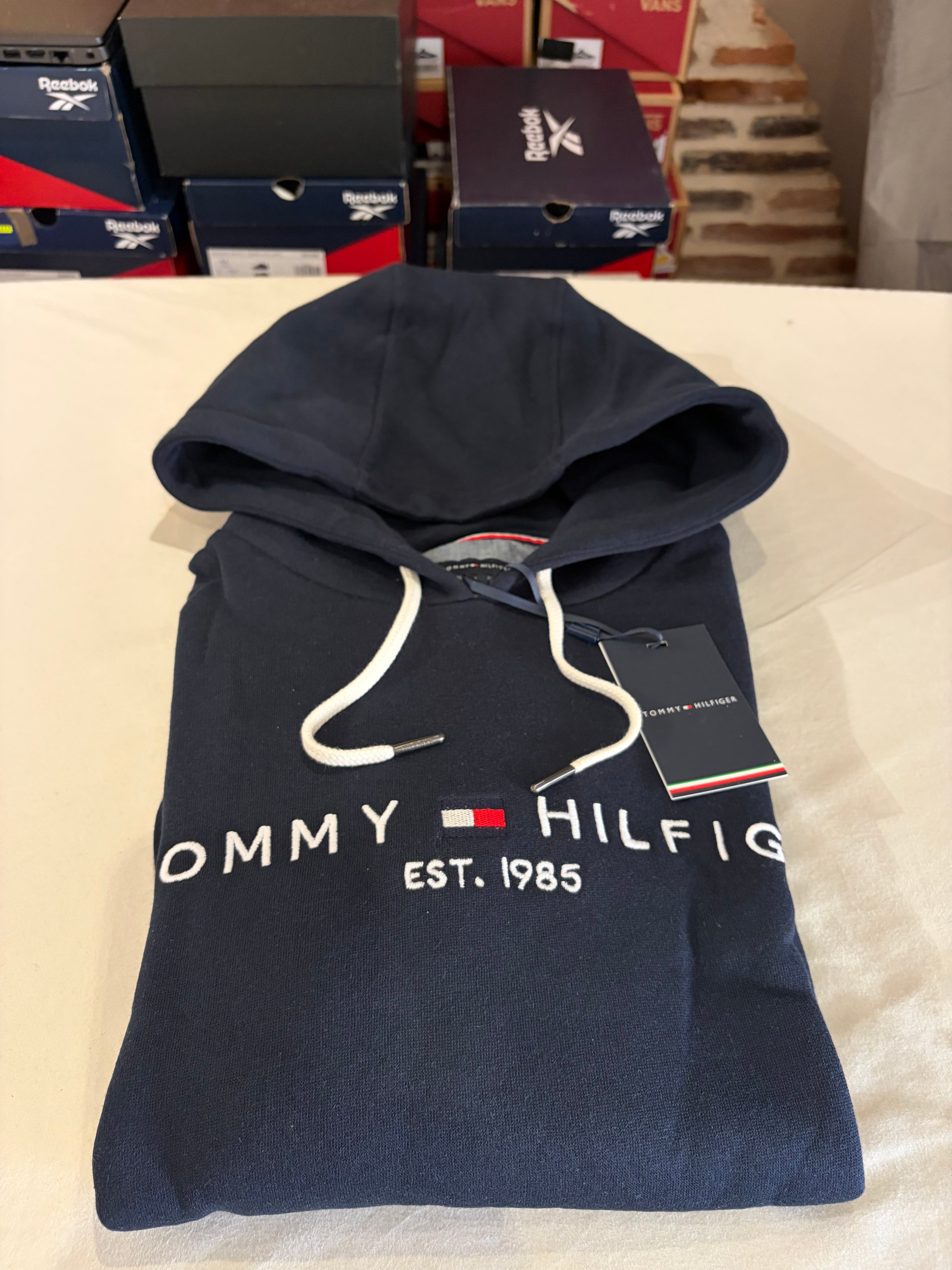 Sweat à capuche Tommy Hilfiger Logo Hoody MW0MW10752 Bleu Marine Homme Taille L