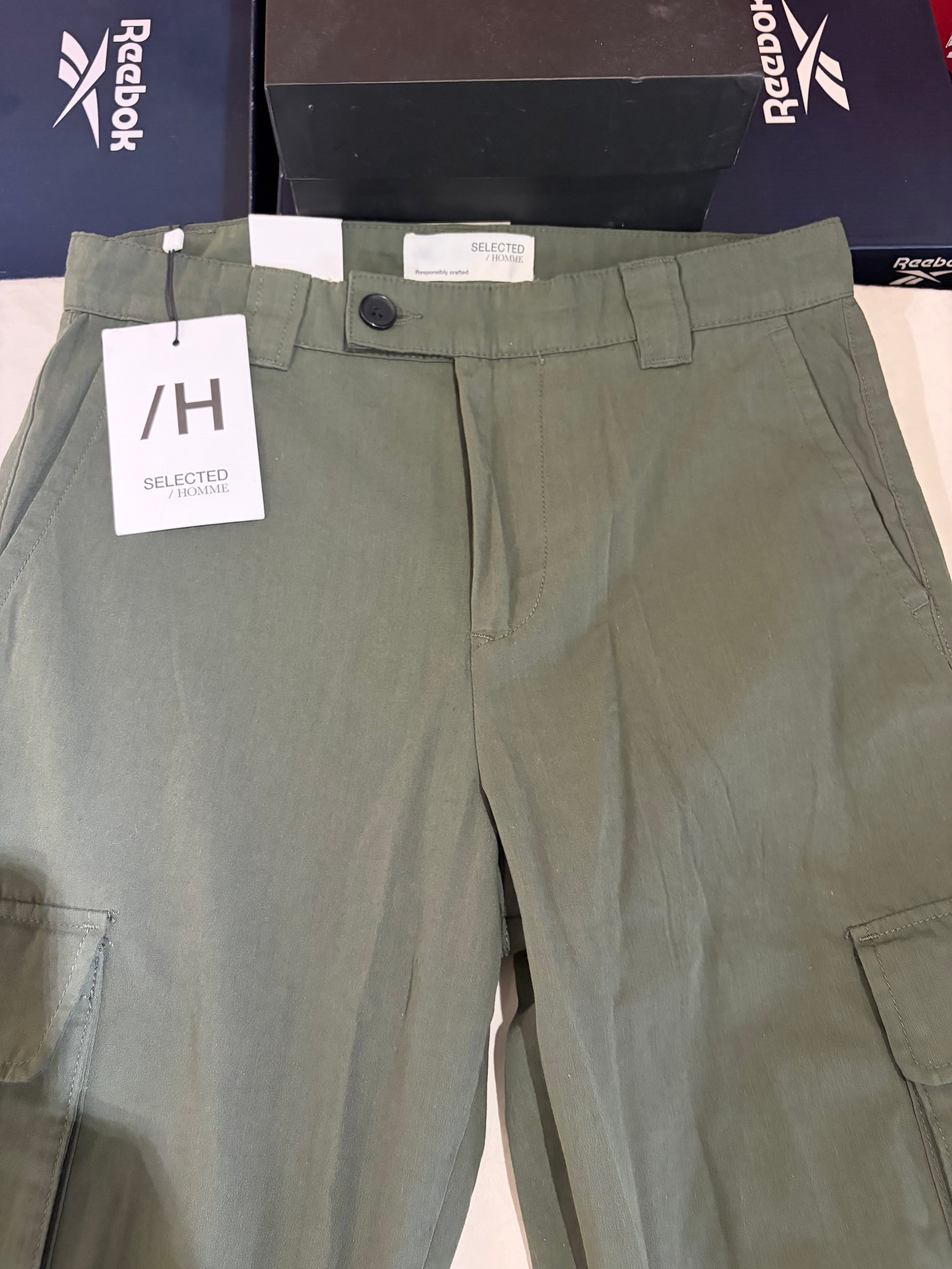 Pantalon Chino Selected Homme Slim Tapered Kaki Rosin – Neuf avec étiquette – Taille 31/32