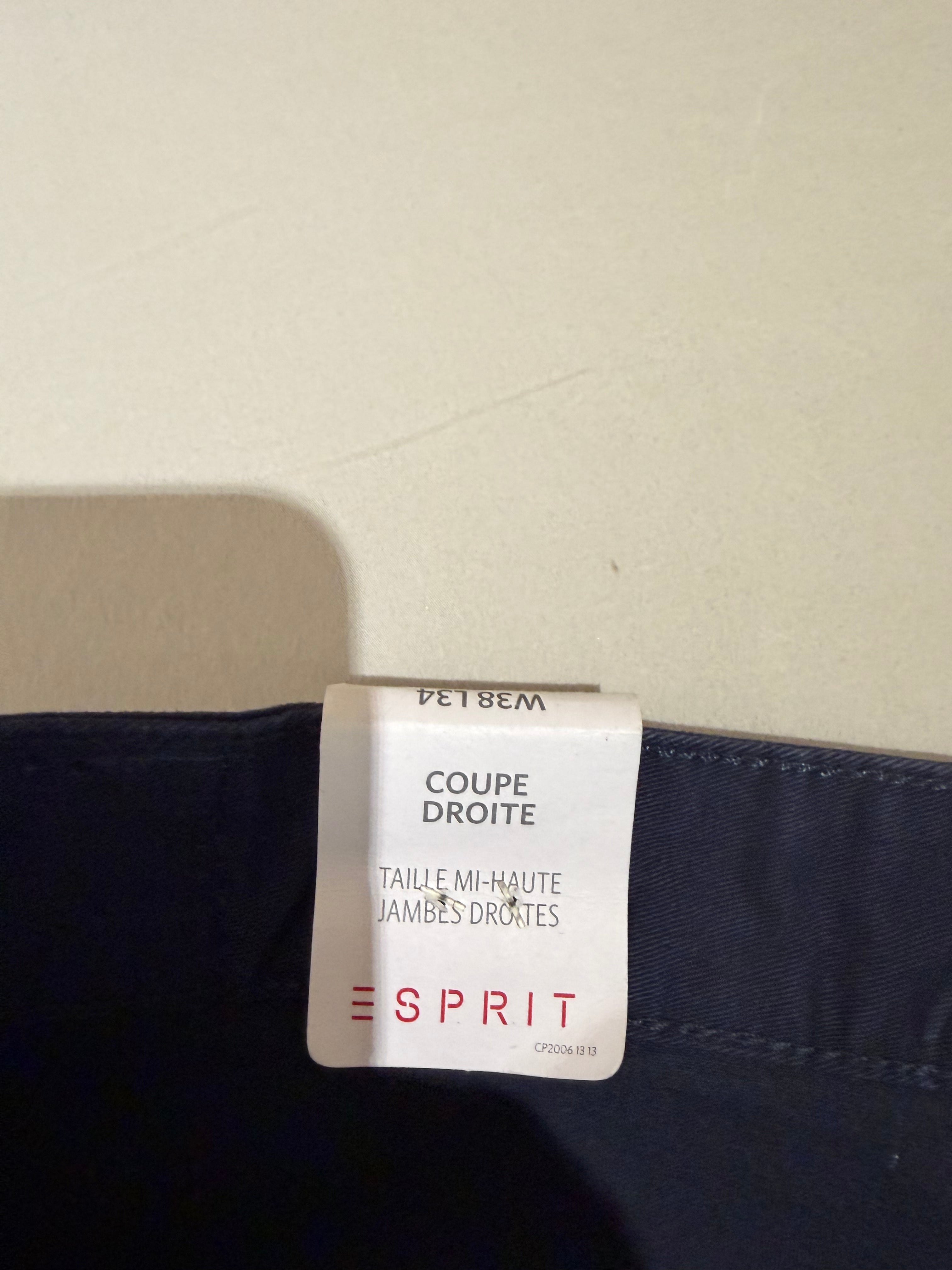 Pantalon Chino Esprit Straight Fit Homme Bleu Marine – Neuf avec étiquette – Taille 38/34