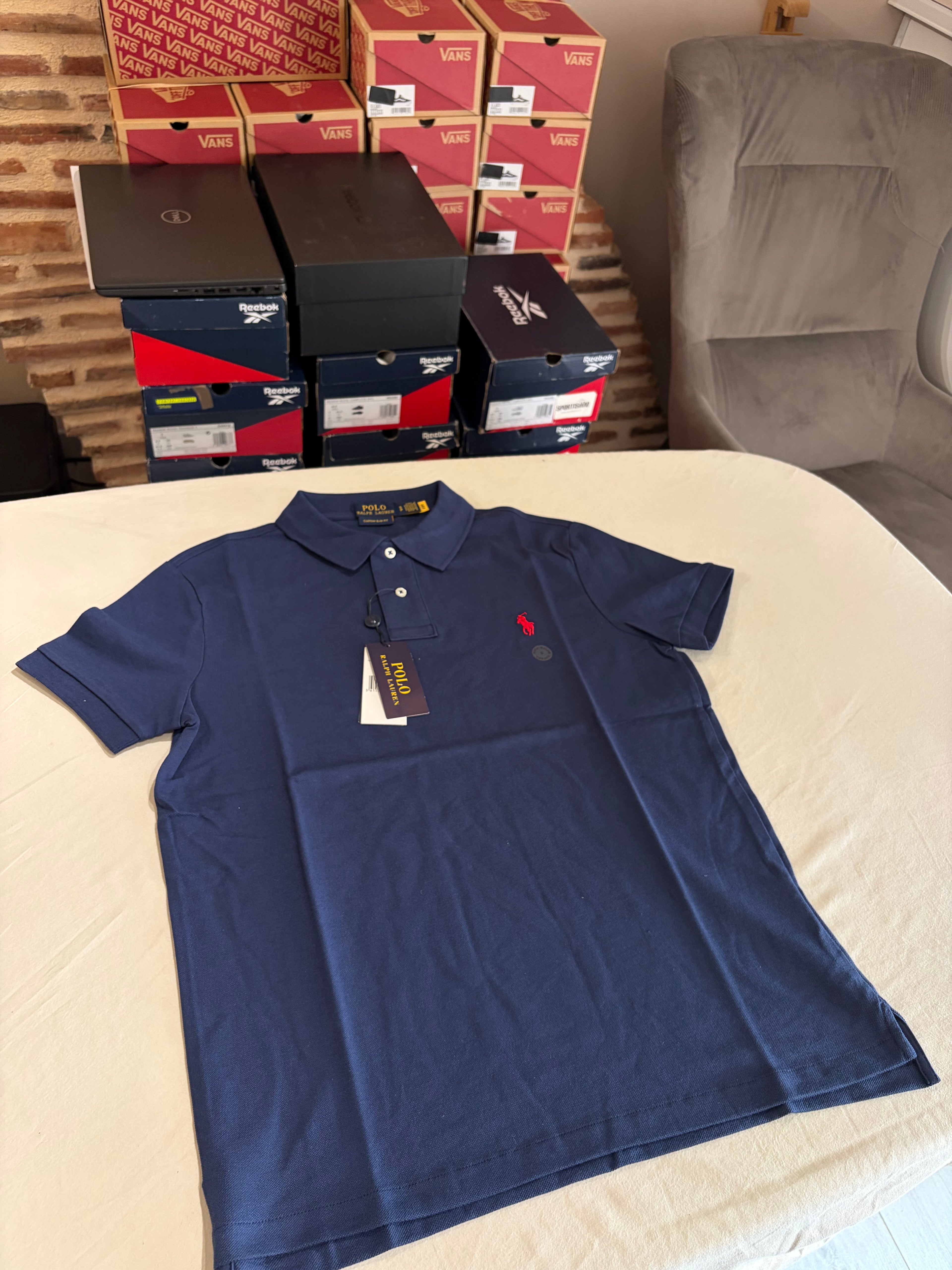 Polo Ralph Lauren Homme Custom Slim Fit Bleu Taille S Neuf