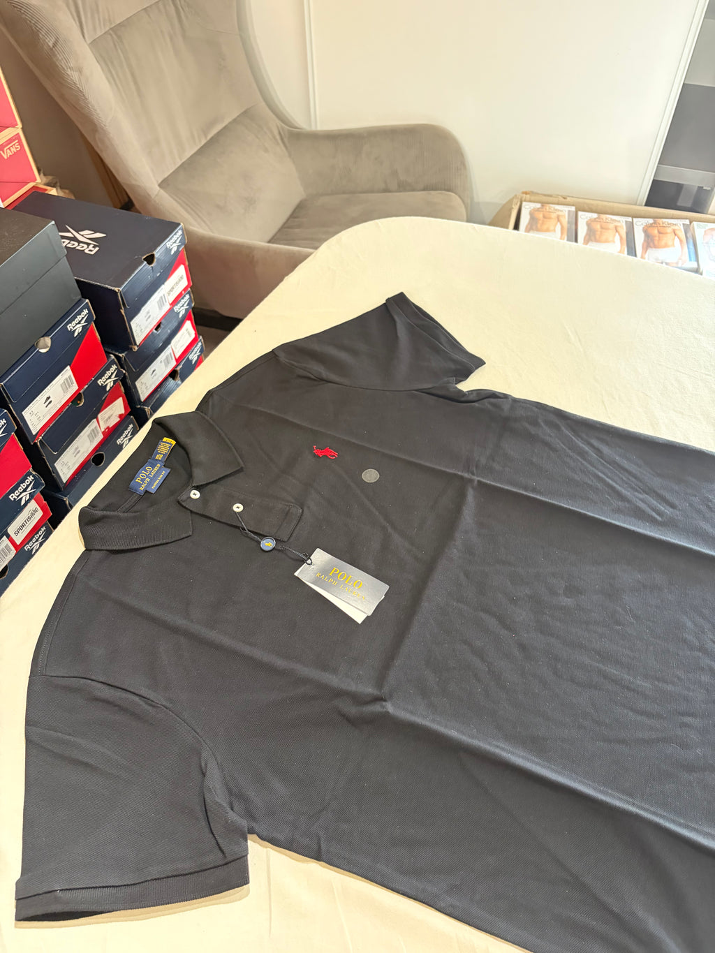Polo Ralph Lauren Custom Slim Fit Noir Logo Rouge Homme Taille XXL – Neuf avec étiquette