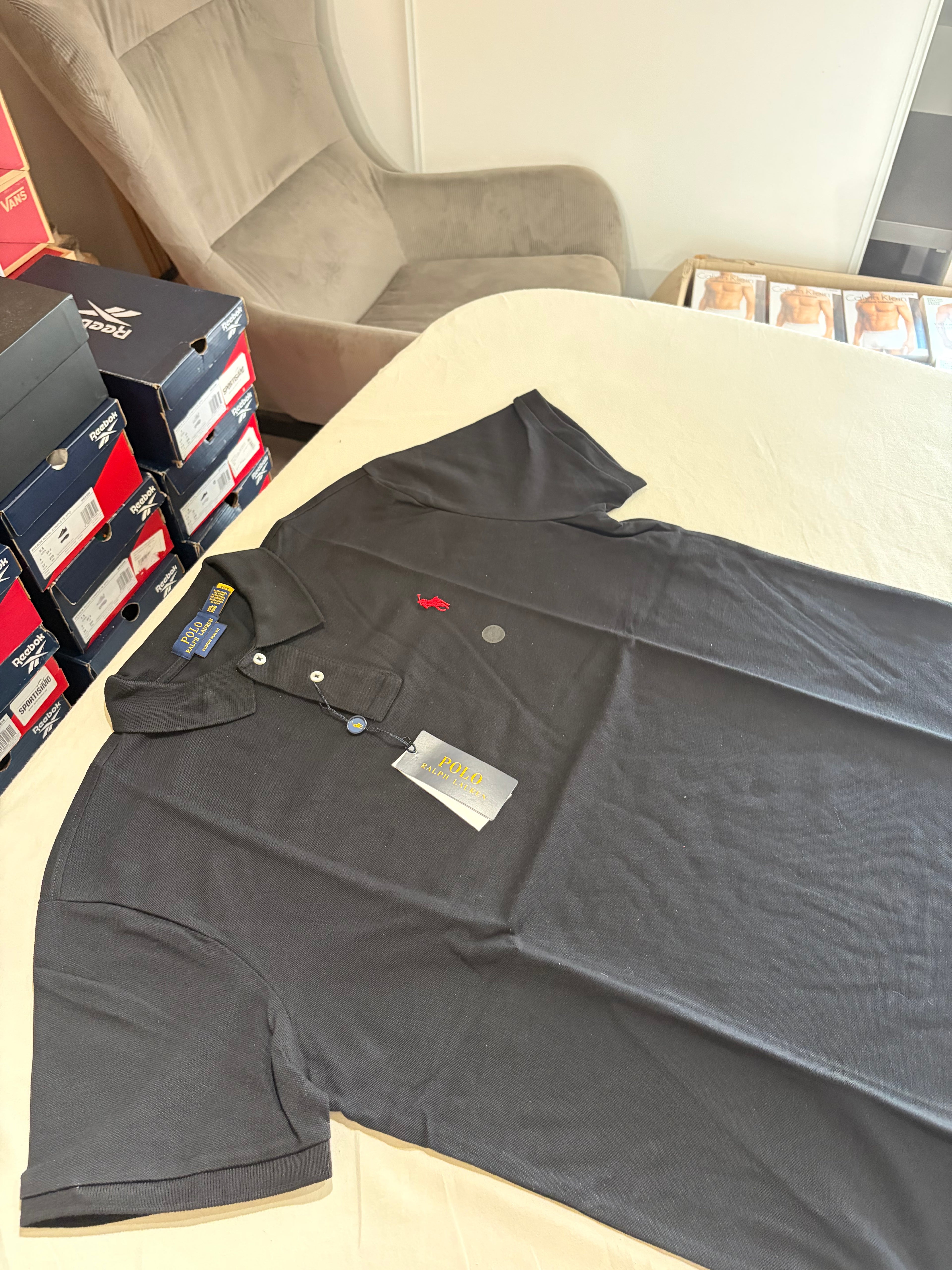 Polo Ralph Lauren Custom Slim Fit Noir Logo Rouge Homme Taille XXL – Neuf avec étiquette