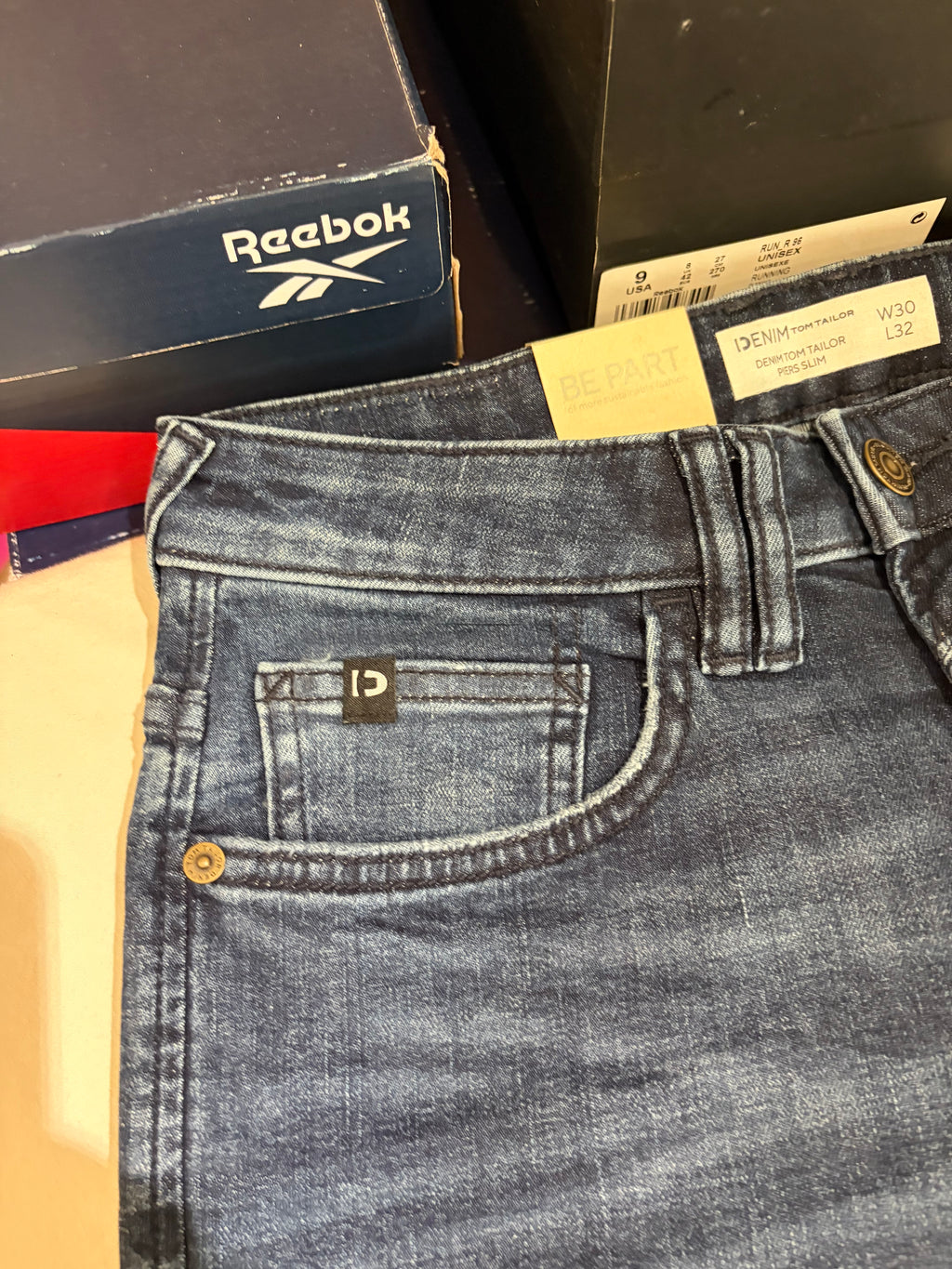 Tom Tailor Denim PIERS Jean Homme Slim Bleu Denim 30/32 Neuf avec Étiquettes