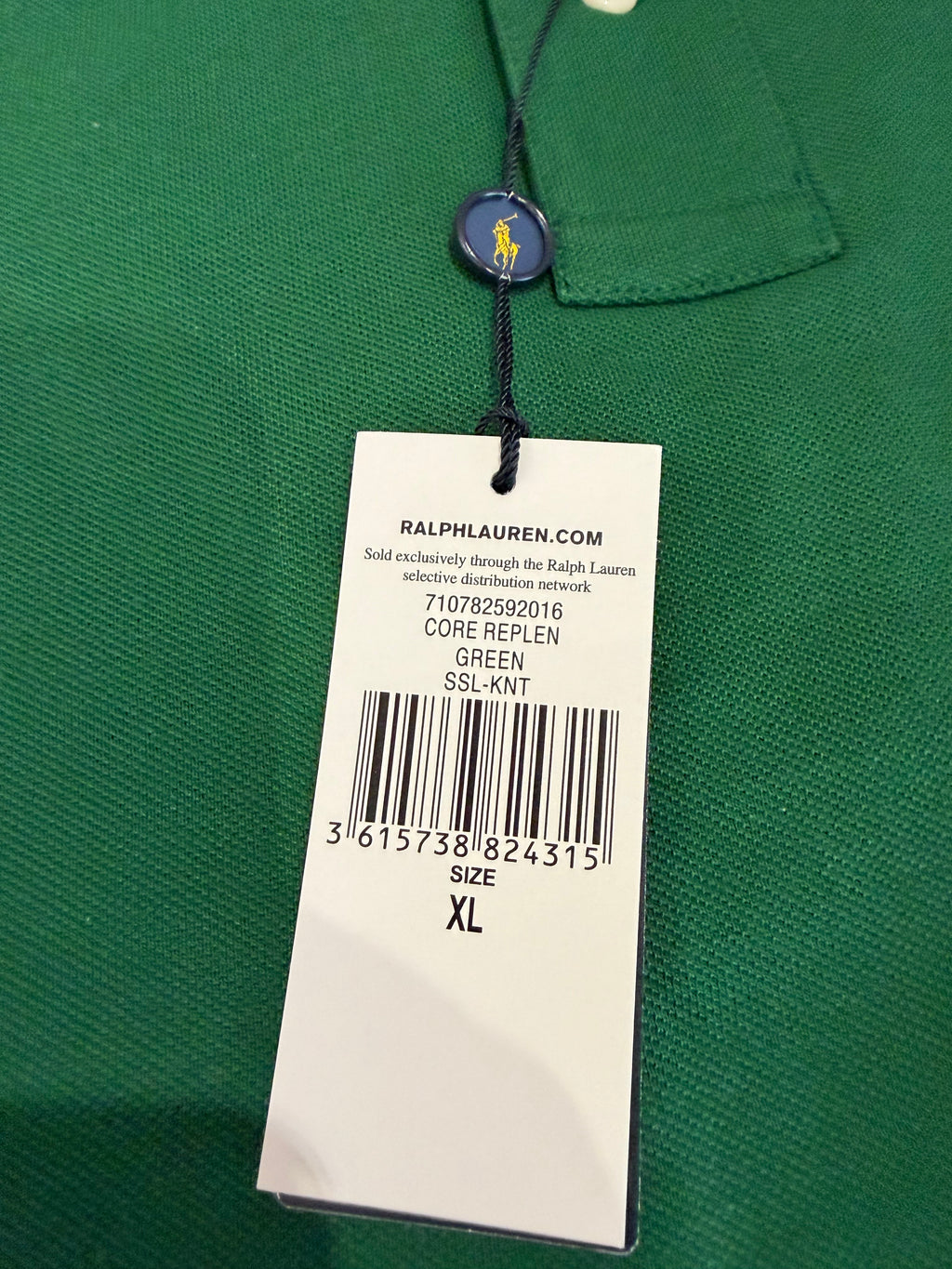 Polo Ralph Lauren – Polo Homme Vert Custom Slim Fit Logo Violet – Taille XL