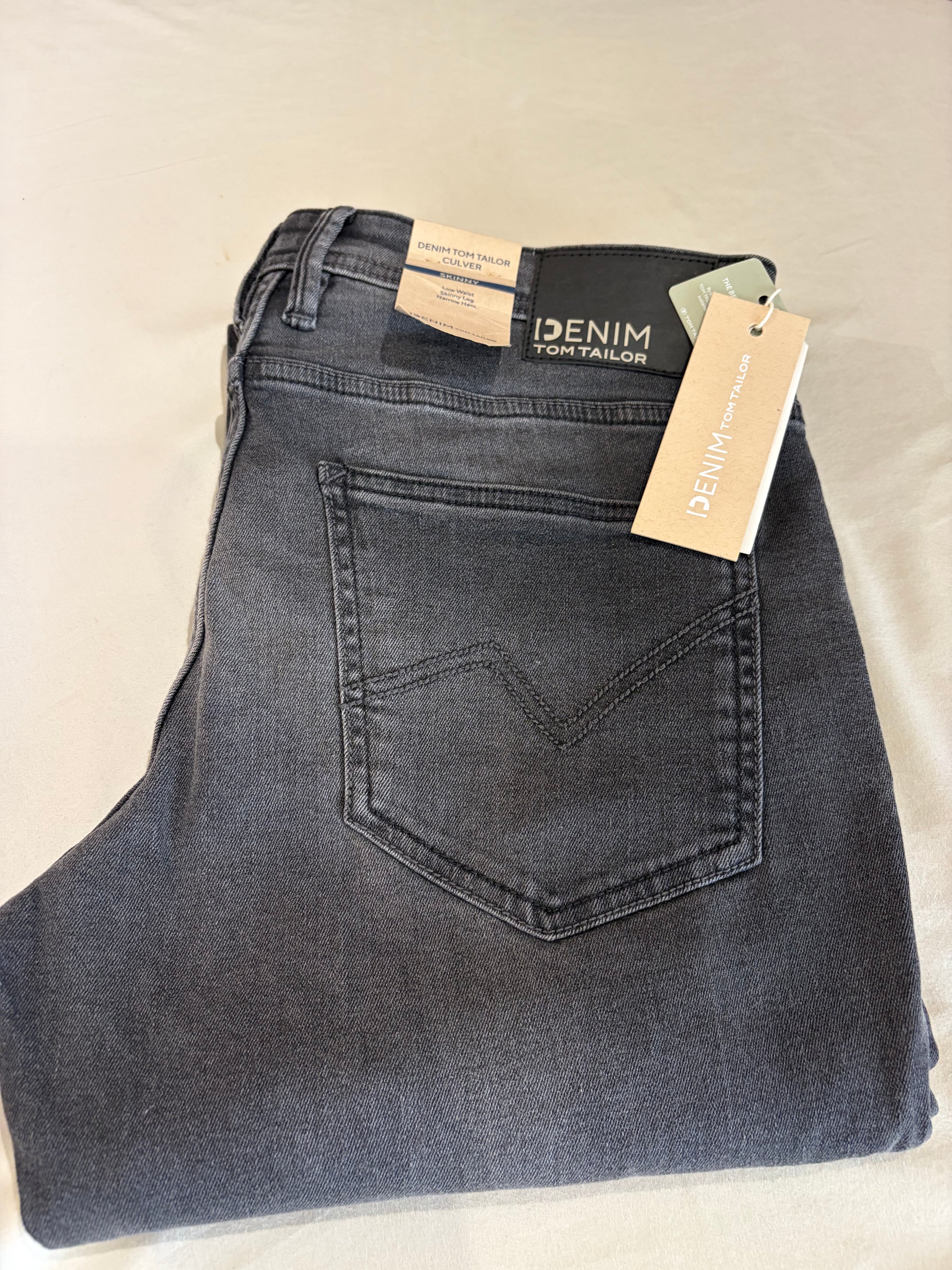 Jean Tom Tailor CULVER Skinny Stretch Homme Gris Délavé 34/34 Neuf avec Étiquettes
