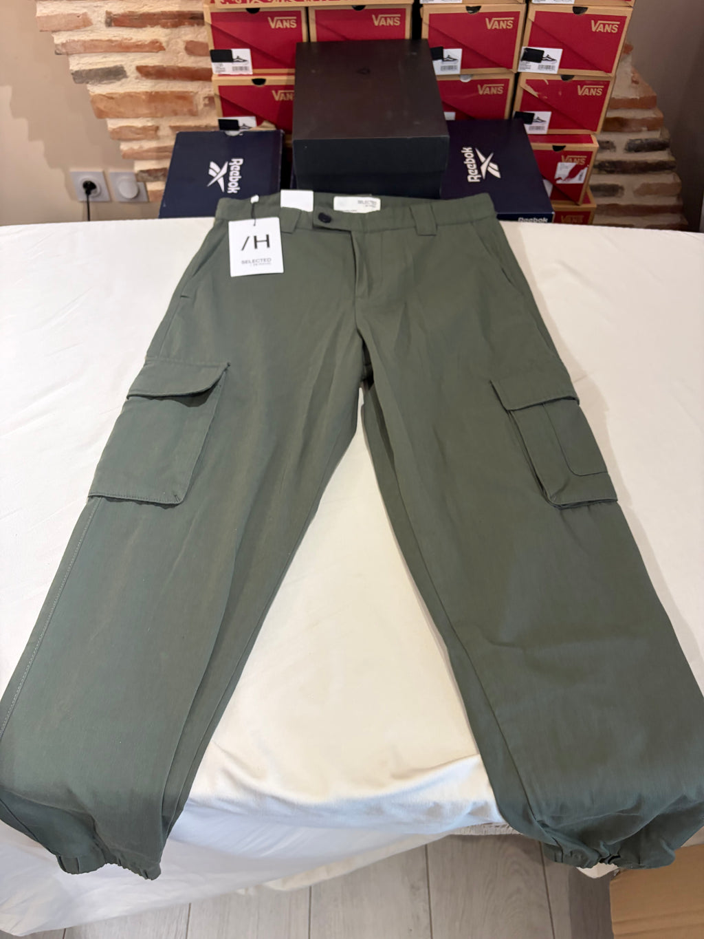 Pantalon Chino Selected Homme Slim Tapered Kaki Rosin – Neuf avec étiquette – Taille 31/32