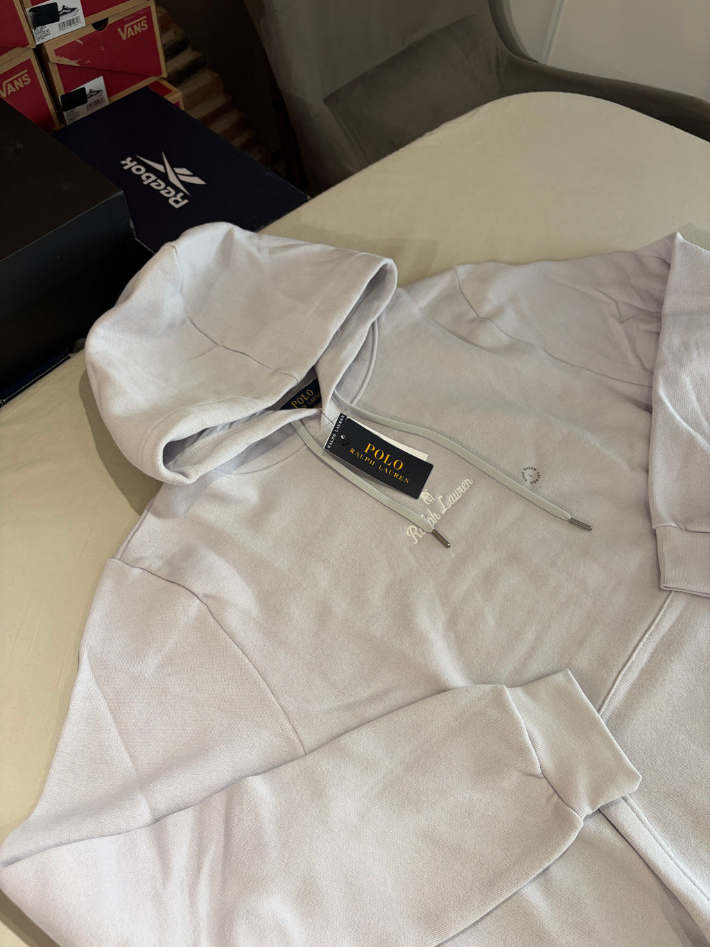 Sweat à capuche Polo Ralph Lauren Gris Perle Homme L - Logo brodé - Neuf