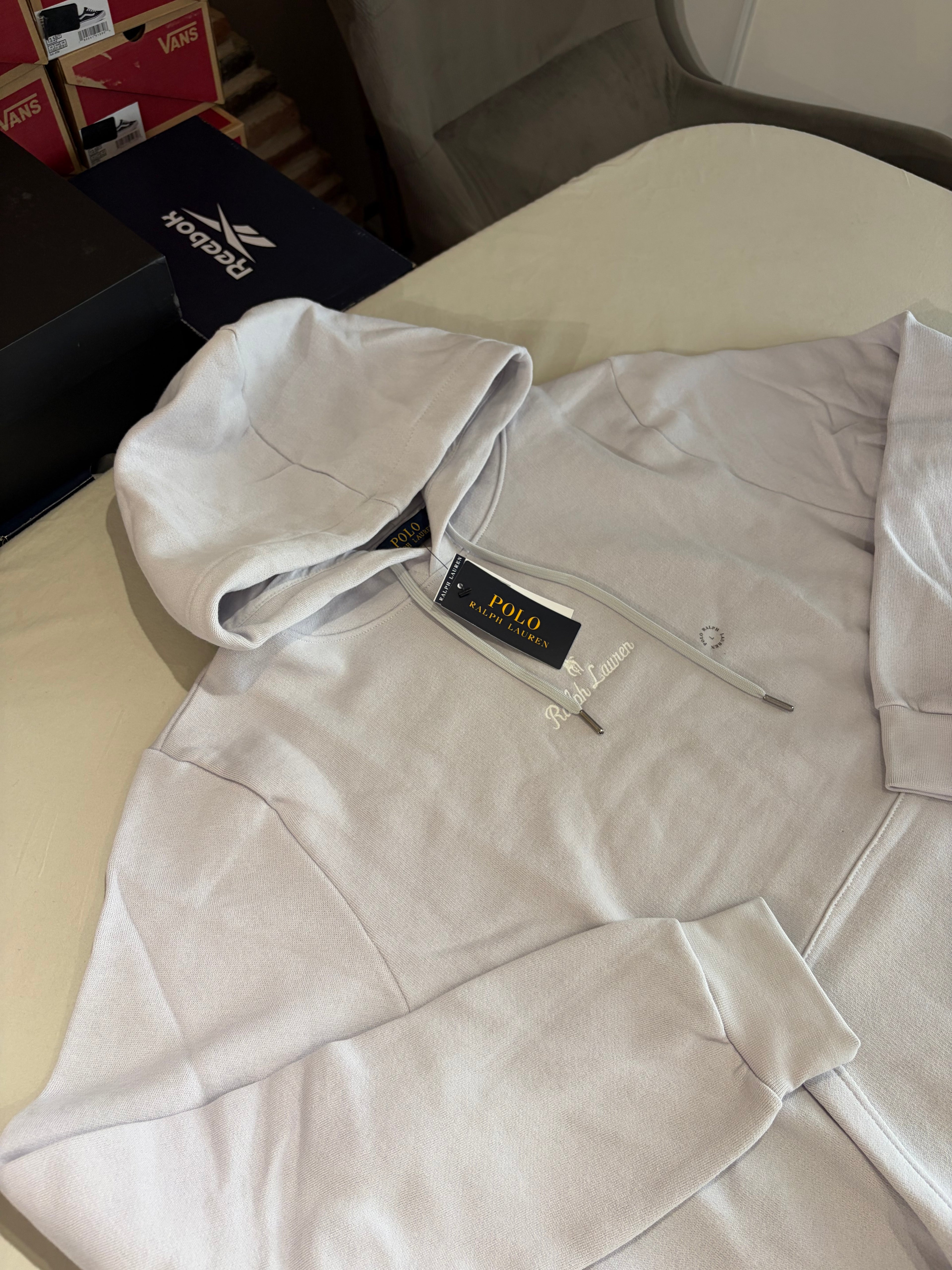 Sweat à capuche Polo Ralph Lauren Gris Perle Homme L - Logo brodé - Neuf