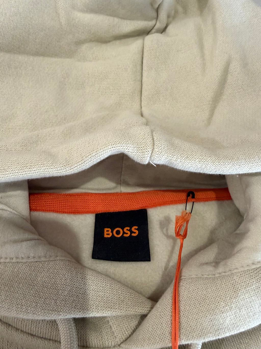 Sweat à capuche BOSS Wetalk Écru Homme M - Logo ton sur ton - Neuf