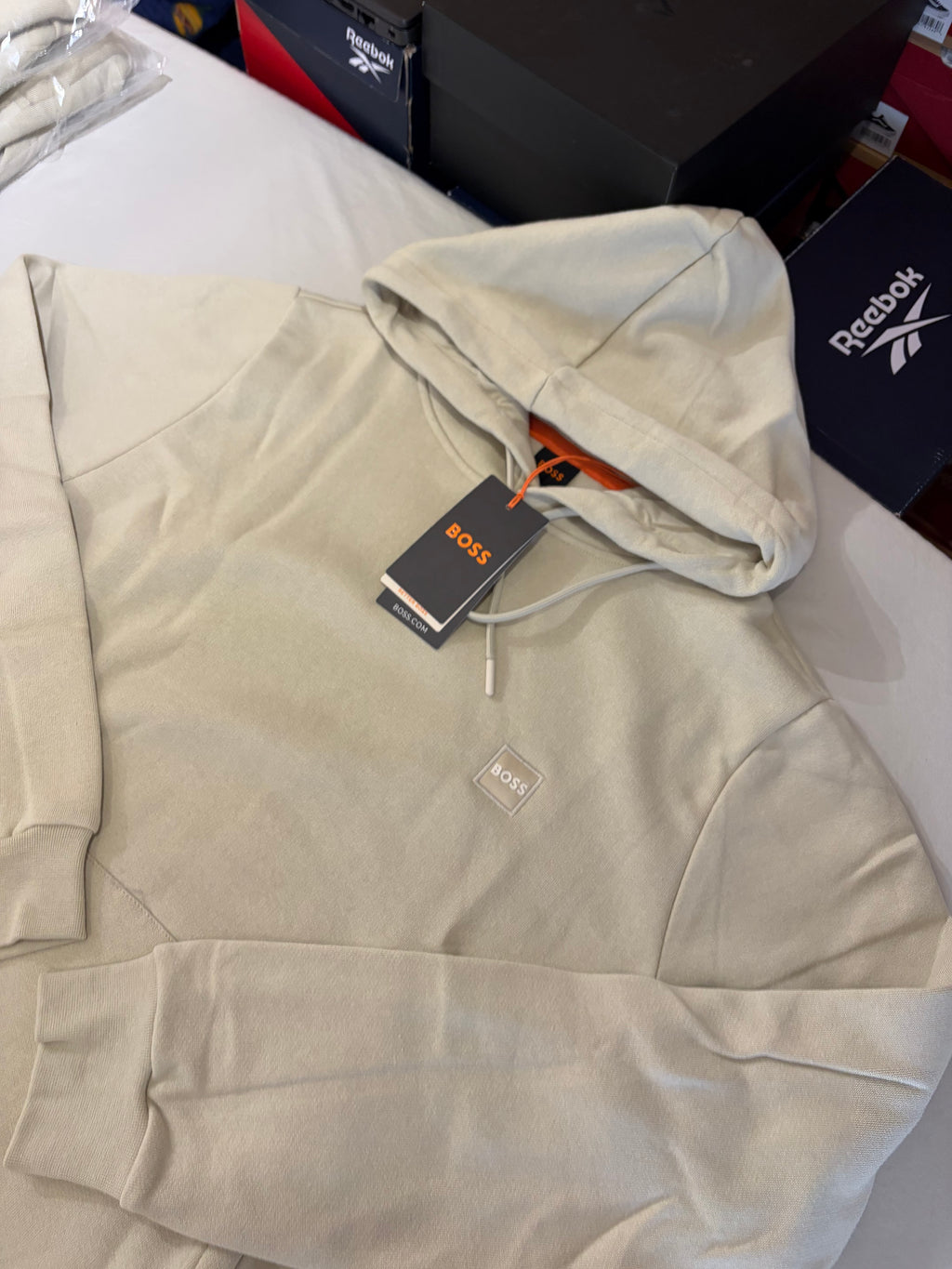 Sweat à capuche BOSS Wetalk Natural Homme L - Logo ton sur ton - Neuf