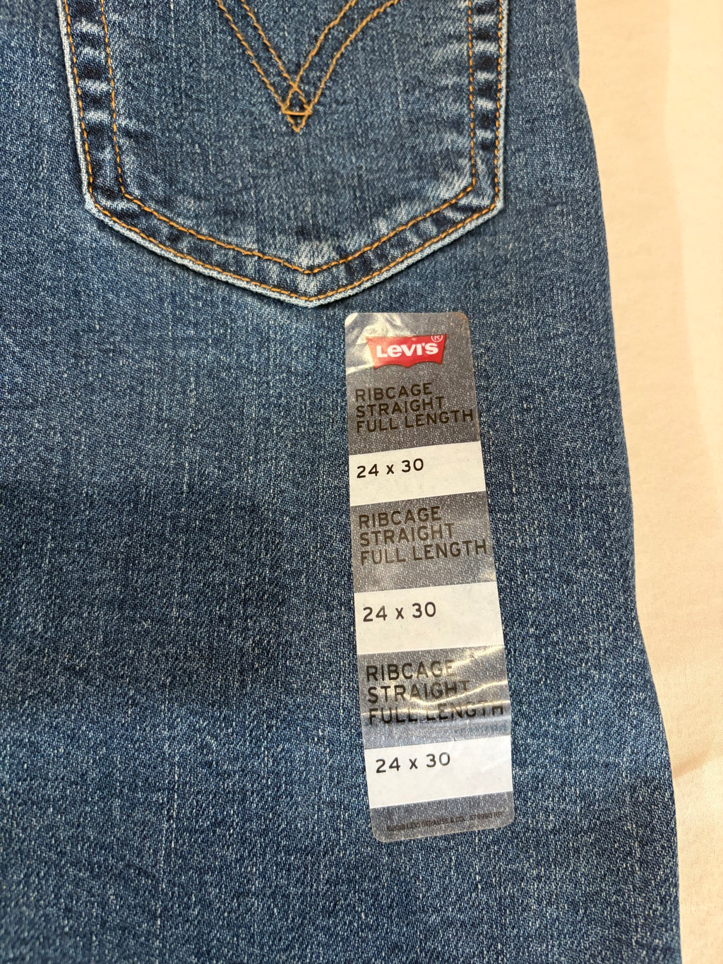 Levi's Ribcage Straight Full Length Femme Bleu Moyen 24x30 | Jean Taille Ultra Haute Neuf