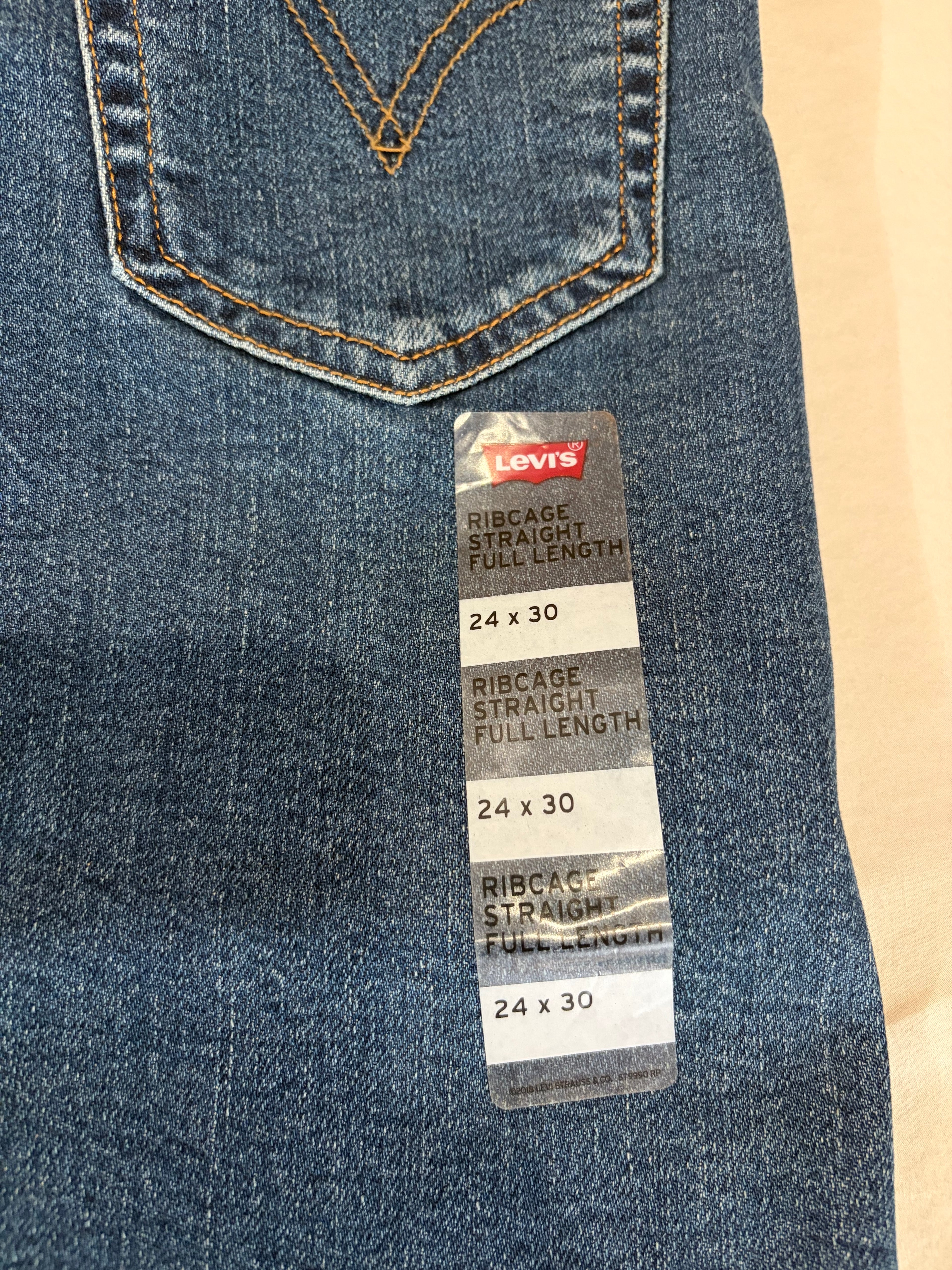 Levi's Ribcage Straight Full Length Femme Bleu Moyen 24x30 | Jean Taille Ultra Haute Neuf