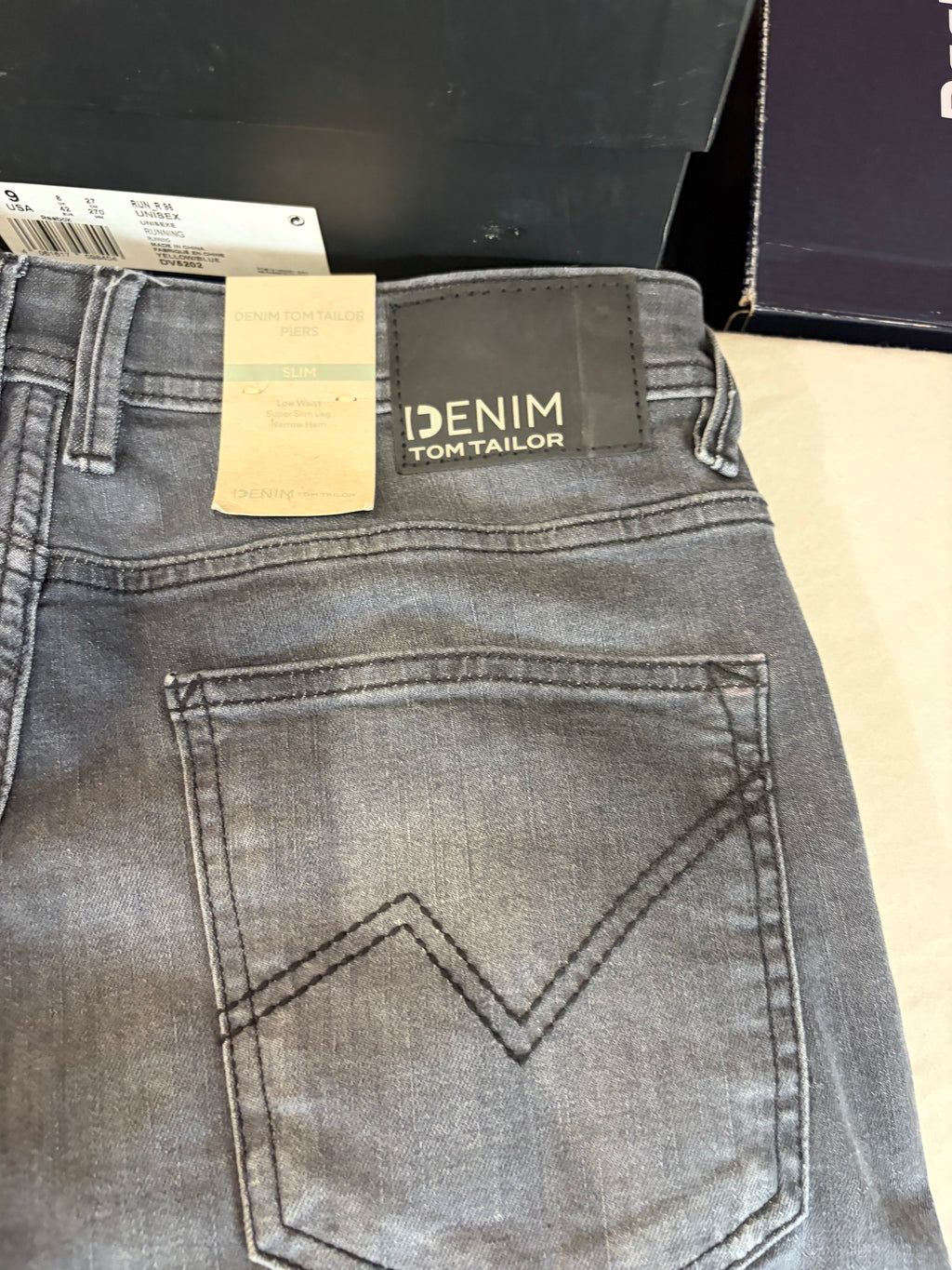 Jean Tom Tailor PIERS Slim Stretch Homme Gris 31/34 Neuf avec Étiquettes