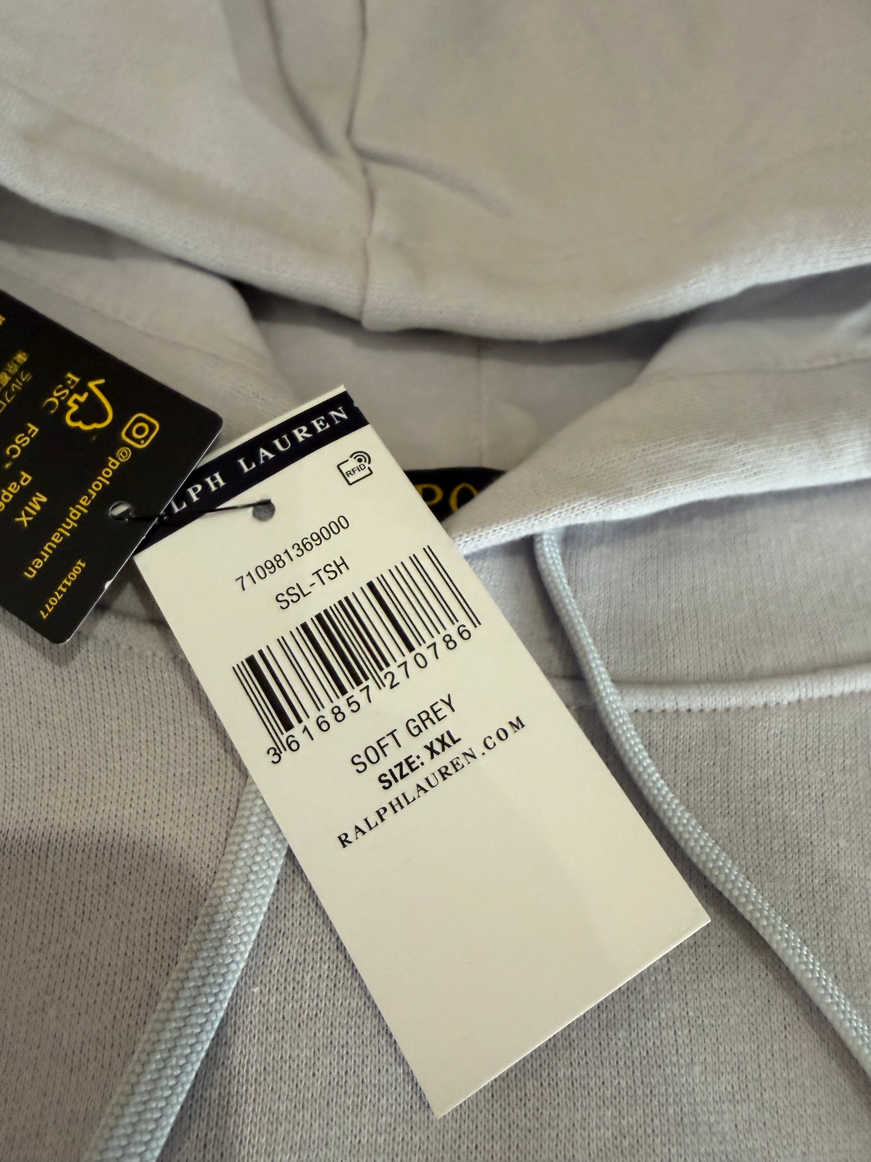 Sweat à capuche Polo Ralph Lauren Gris Perle Homme XXL - Logo brodé - Neuf