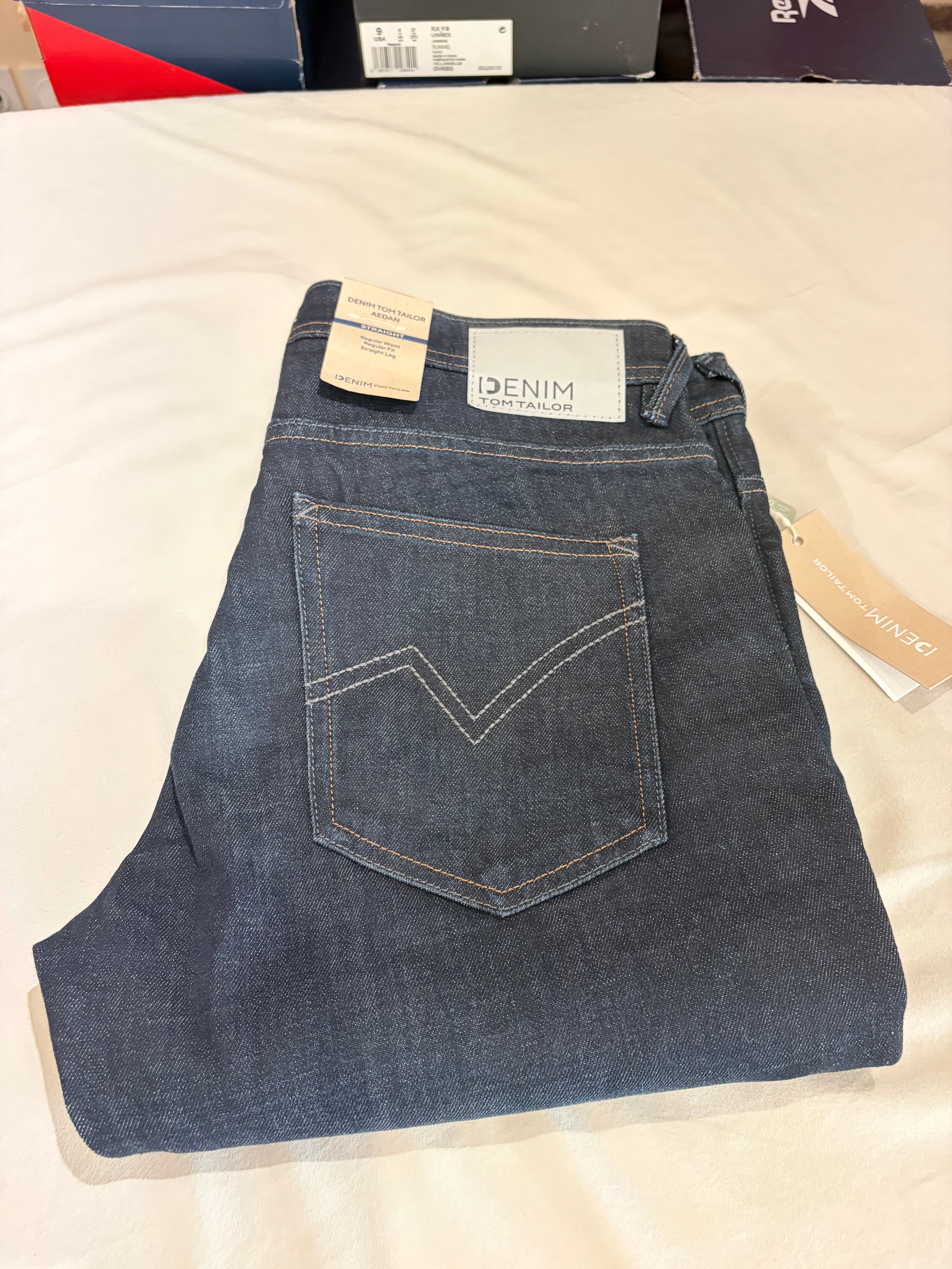 Tom Tailor Denim AEDAN Jean Homme Straight Dark Denim 33/32 Neuf avec Étiquettes