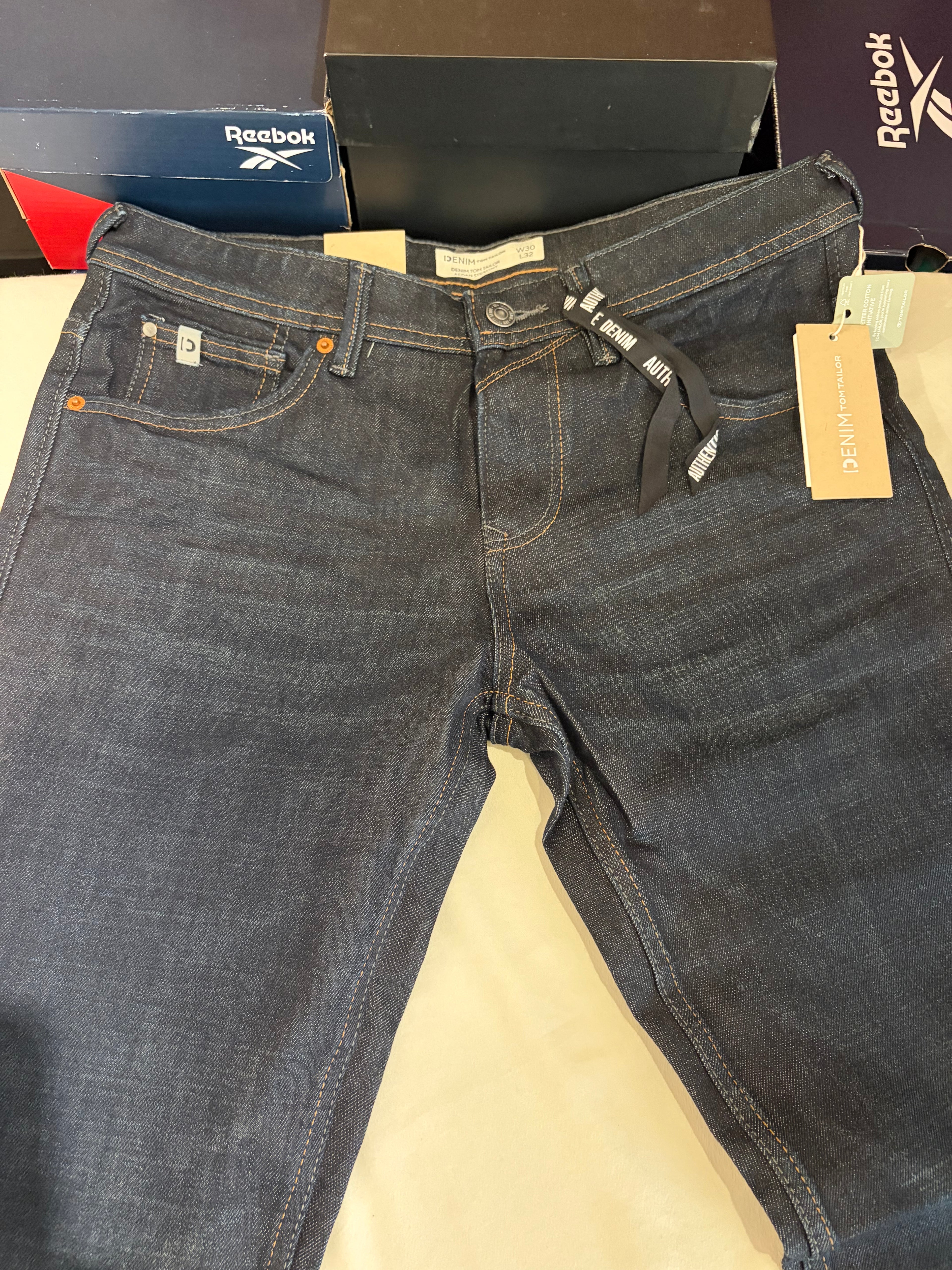 Jean Tom Tailor AEDAN Straight Homme Bleu Denim Brut 30/32 Neuf avec Étiquettes