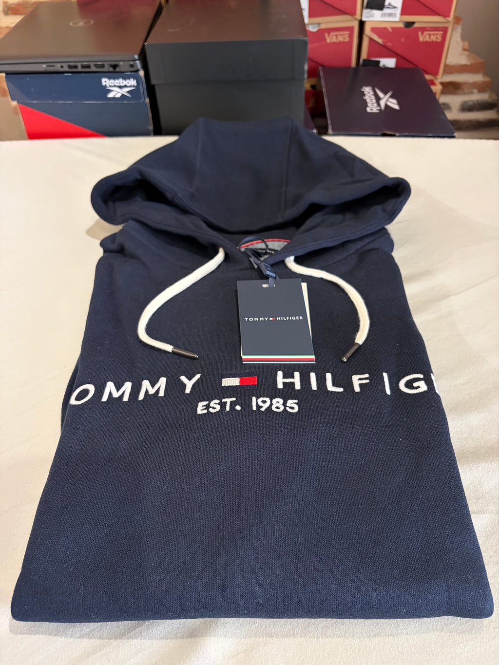 Sweat à Capuche Tommy Hilfiger Bleu Marine Logo Brodé Homme XXL