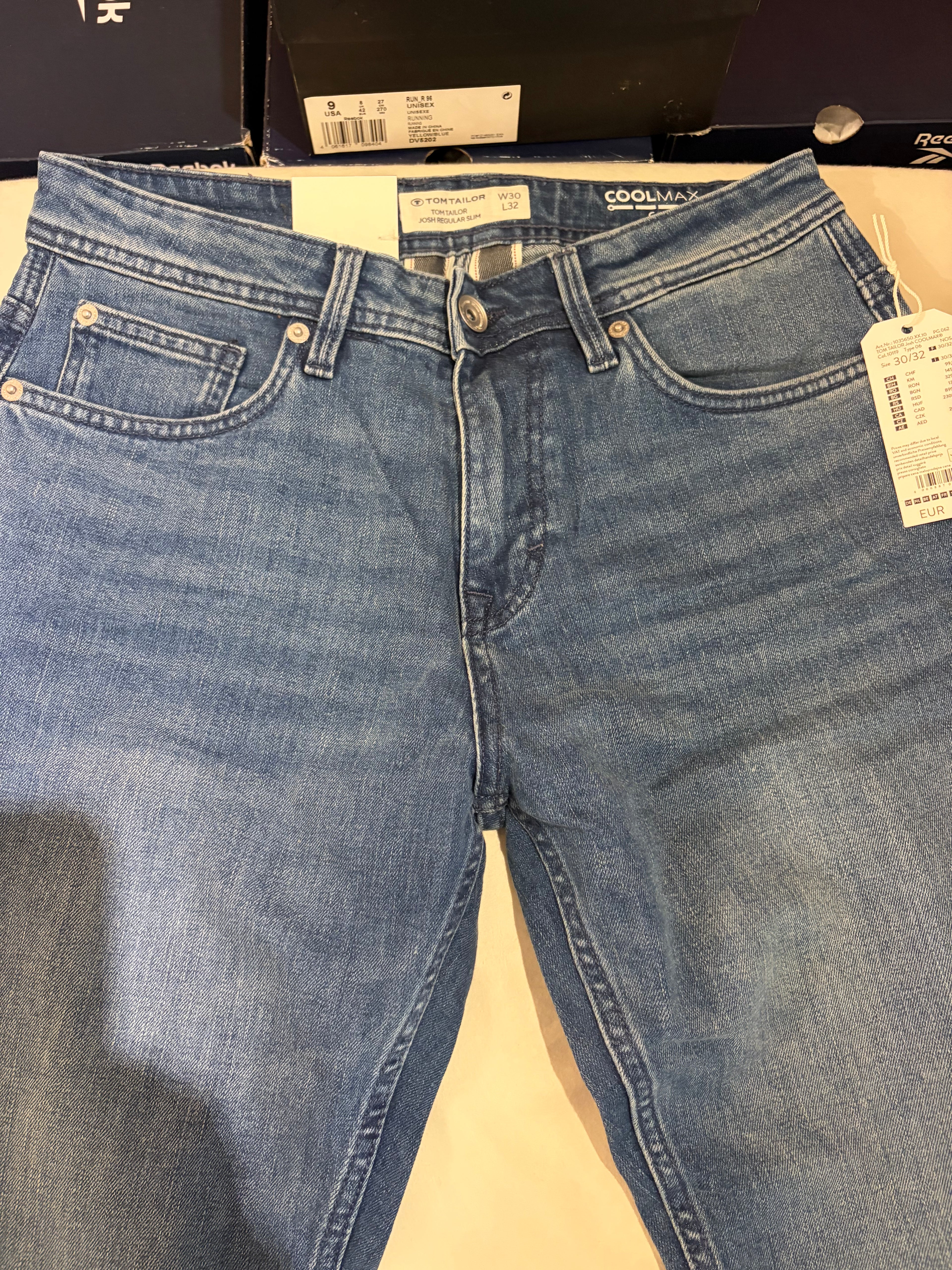 Jean Tom Tailor Josh Regular Slim Coolmax EcoMade Homme Bleu – Neuf avec étiquettes – Taille 30/32