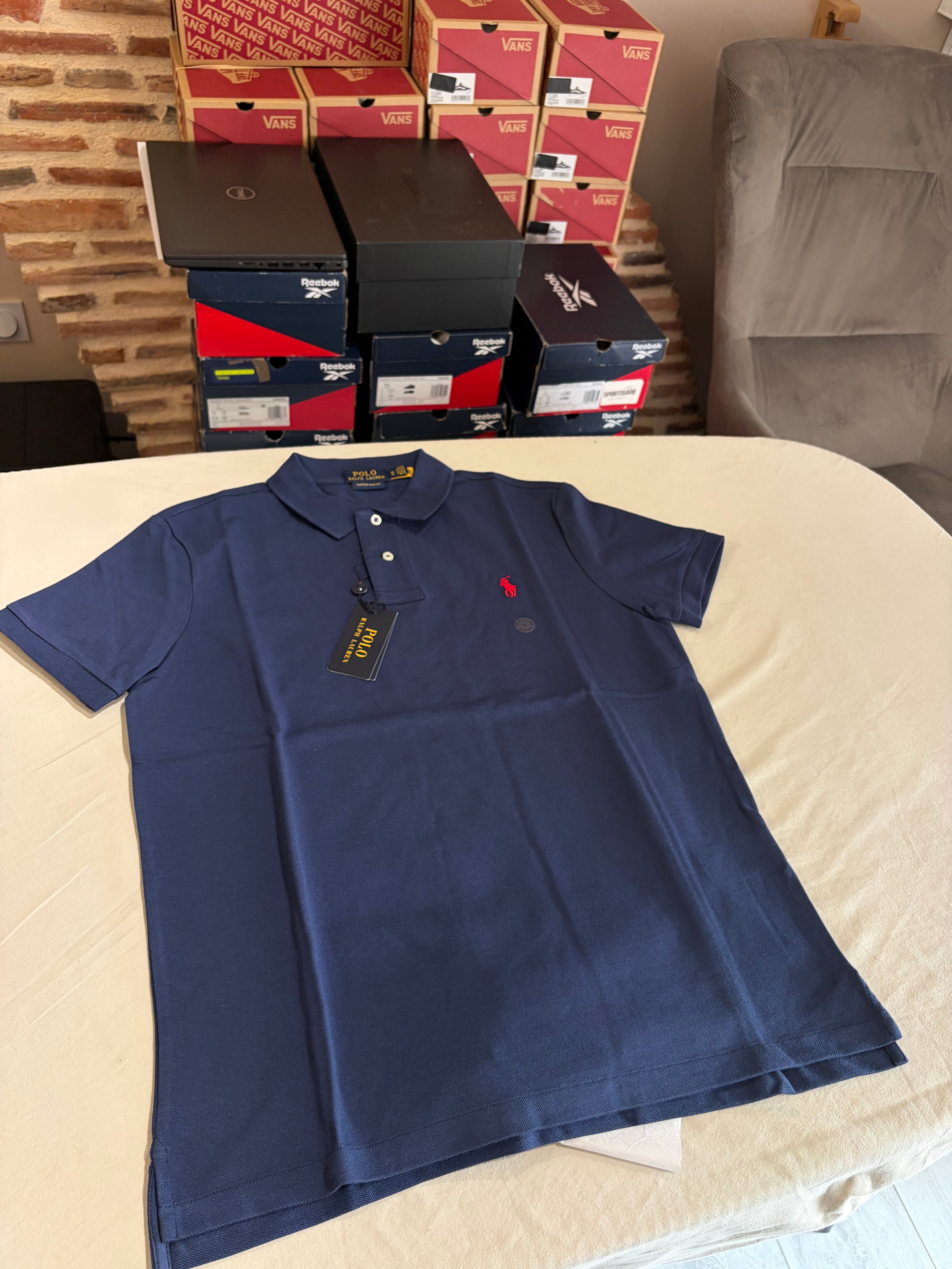 Polo Ralph Lauren Custom Slim Fit Bleu Marine Logo Rouge Homme Taille M – Neuf avec étiquette