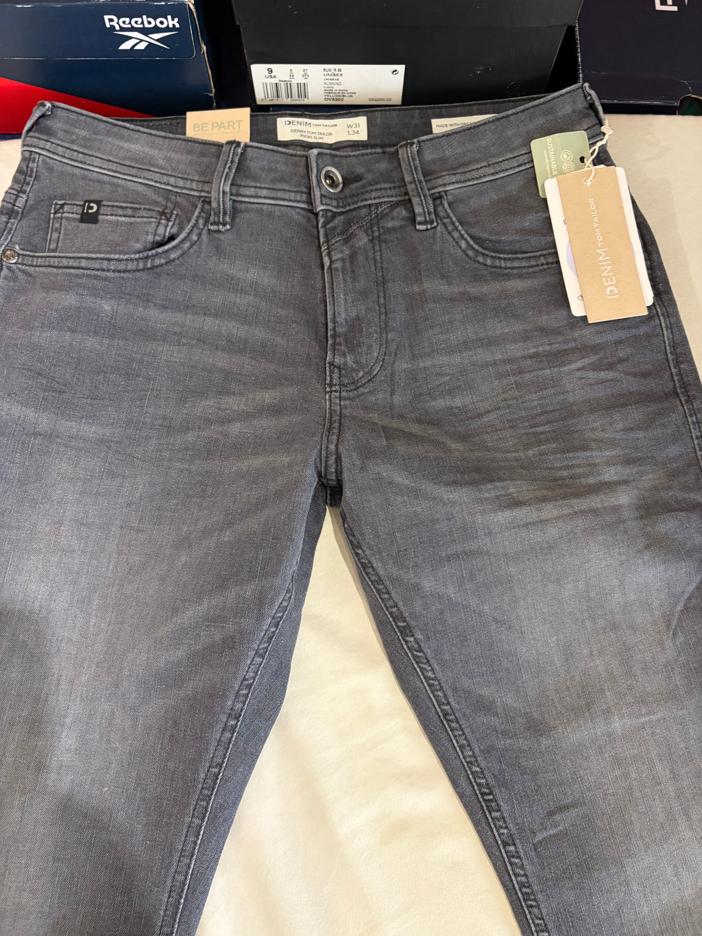 Jean Tom Tailor PIERS Slim Stretch Homme Gris 31/34 Neuf avec Étiquettes