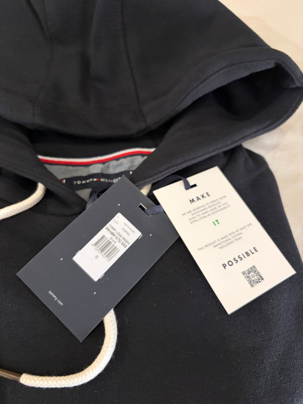 Sweat à capuche Tommy Hilfiger Logo Hoody Noir Homme Taille S