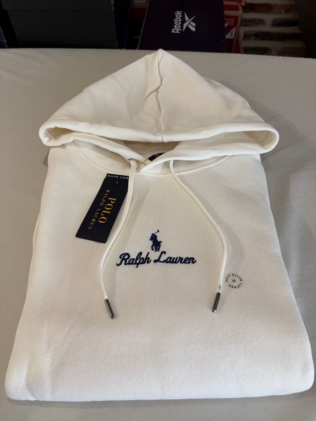 Sweat à capuche Polo Ralph Lauren Homme Blanc Cassé Taille M - Logo Brodé - Neuf