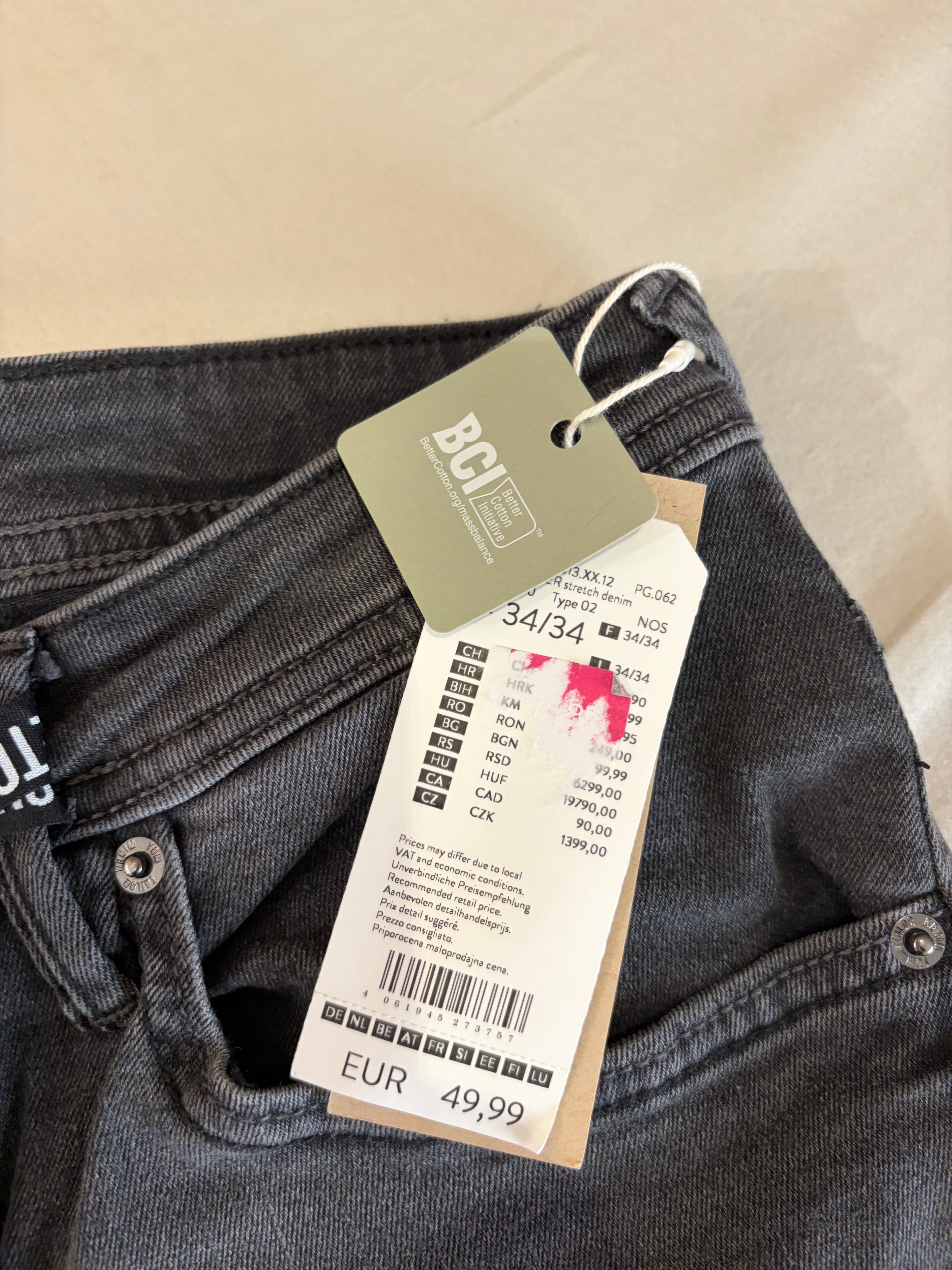 Jean Tom Tailor CULVER Skinny Stretch Homme Gris Délavé 34/34 Neuf avec Étiquettes