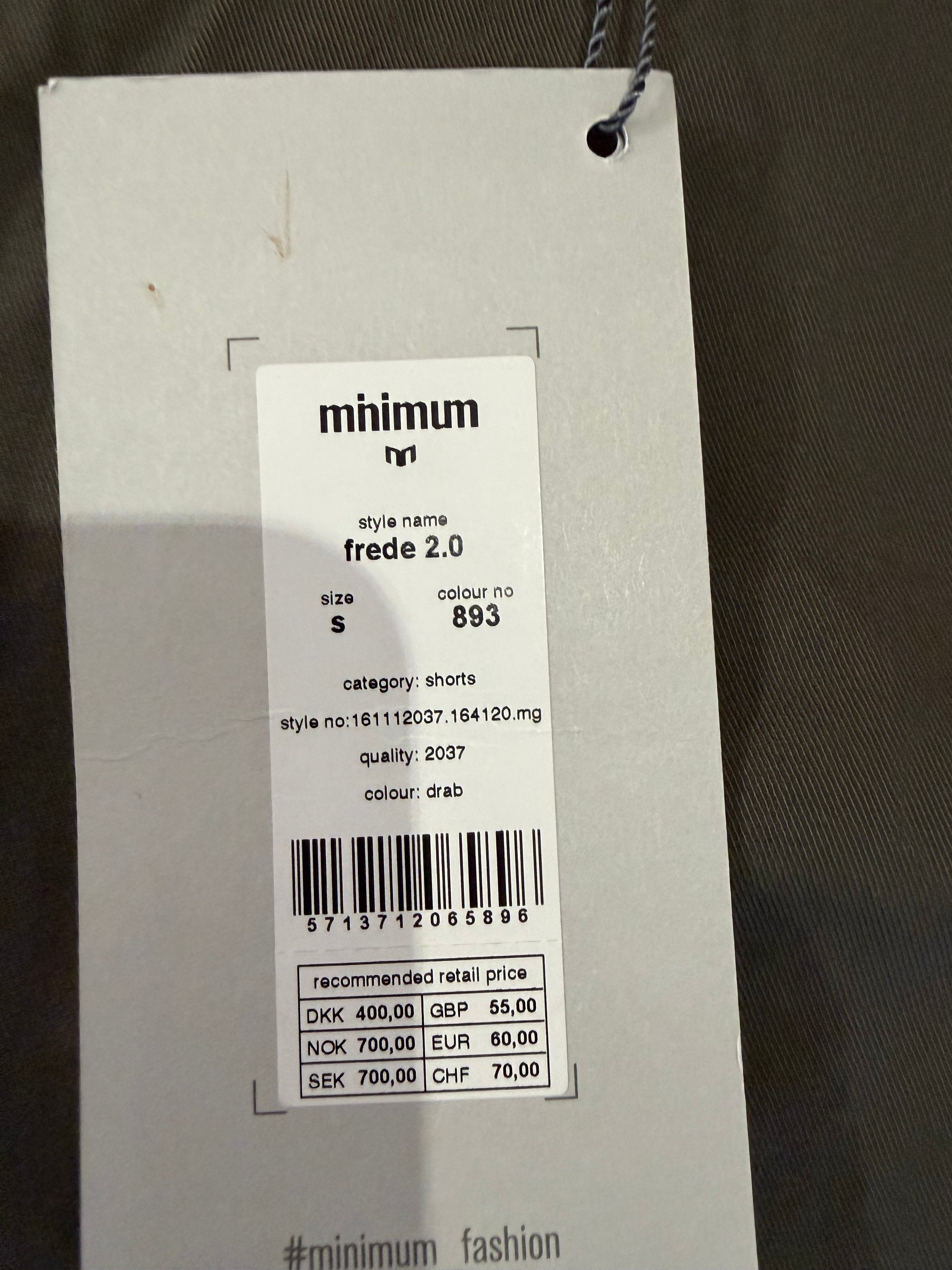 Short Chino Minimum Frede 2.0 Gris Kaki Homme Taille S Neuf avec étiquette