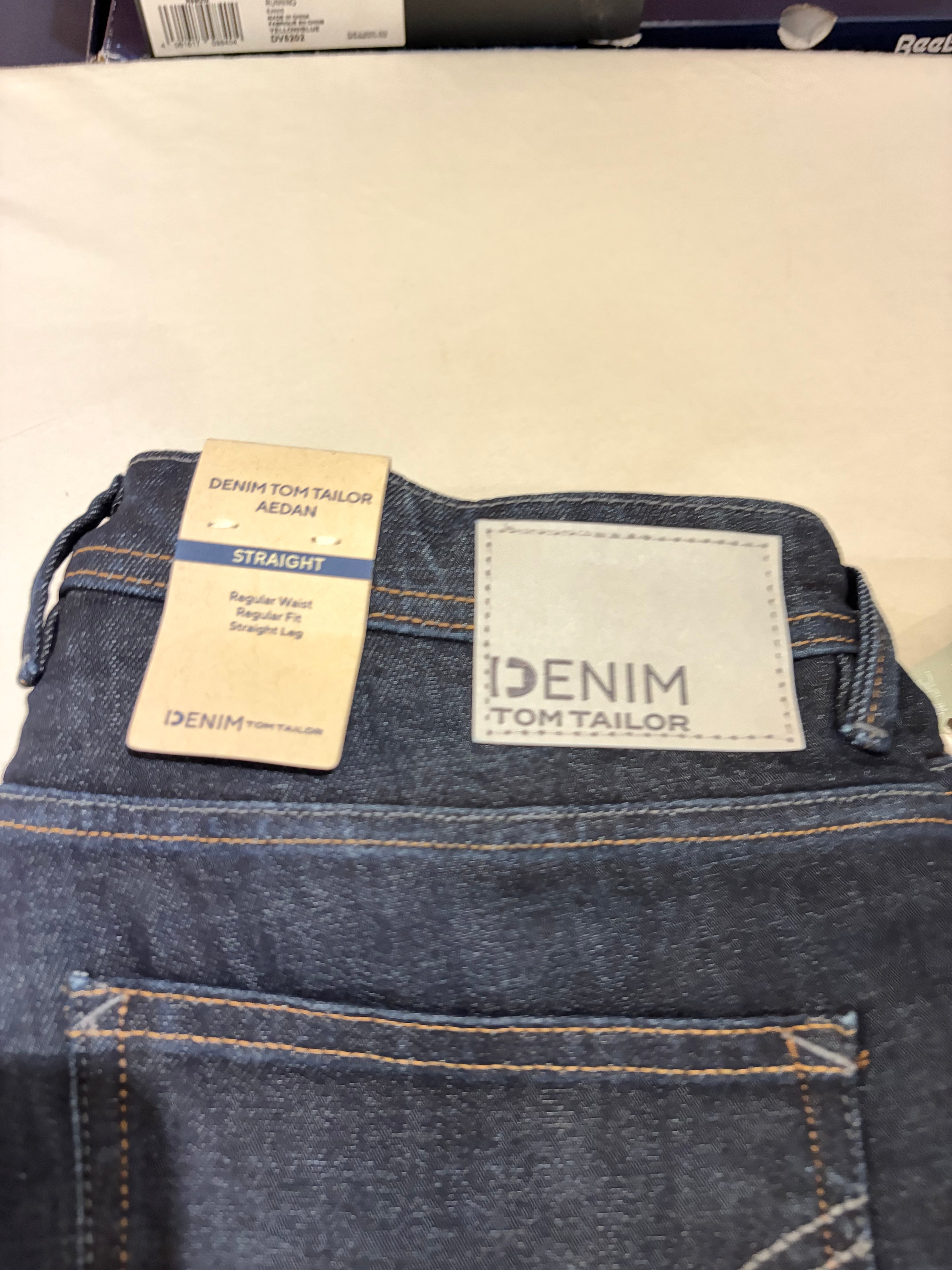 Jean Tom Tailor Denim Aedan Straight Homme Bleu Brut Foncé – Neuf avec étiquettes – Taille 32/34