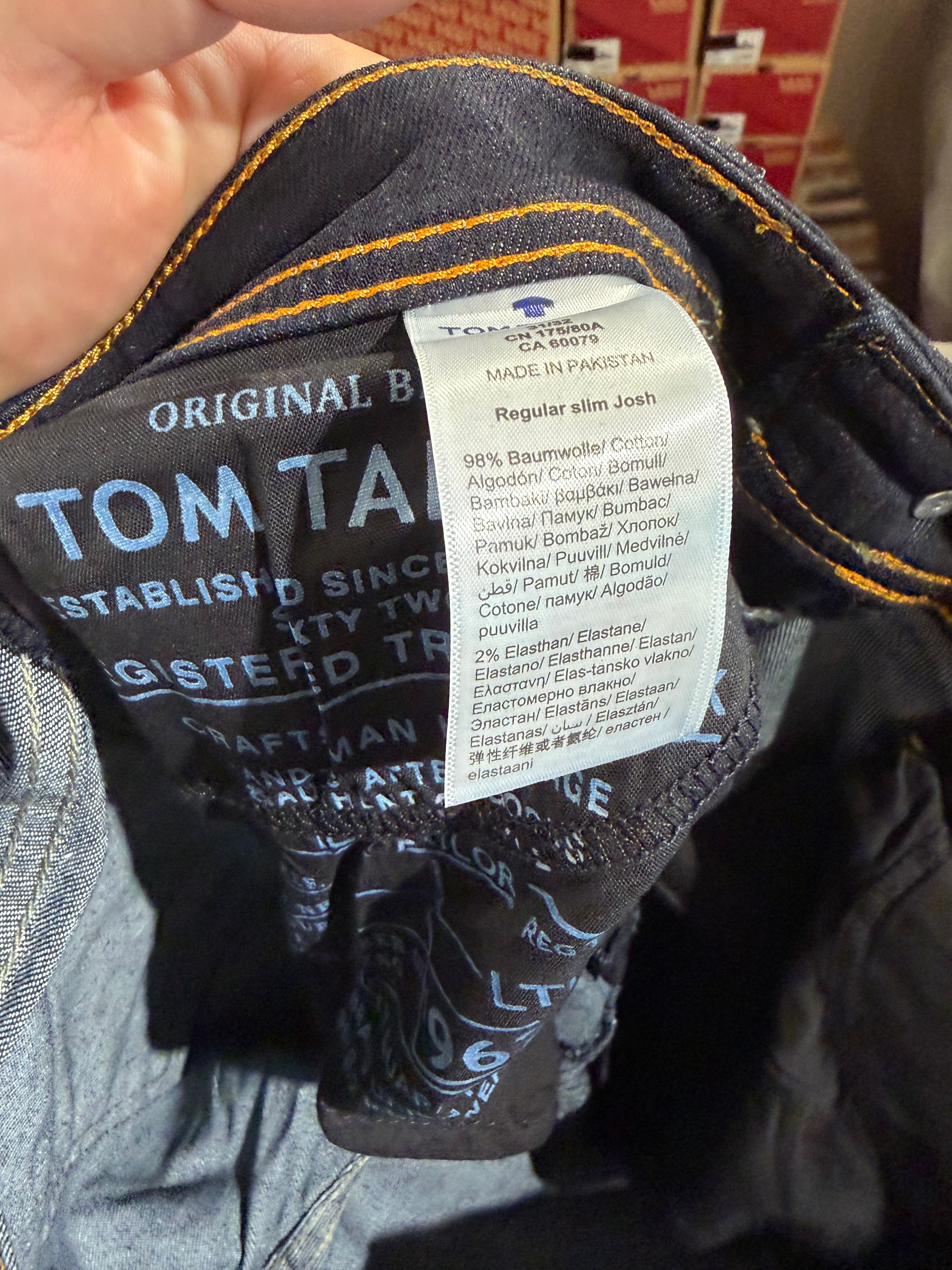 Jean Tom Tailor Josh Regular Slim Homme Bleu Brut – Neuf avec étiquettes – Taille 31/32