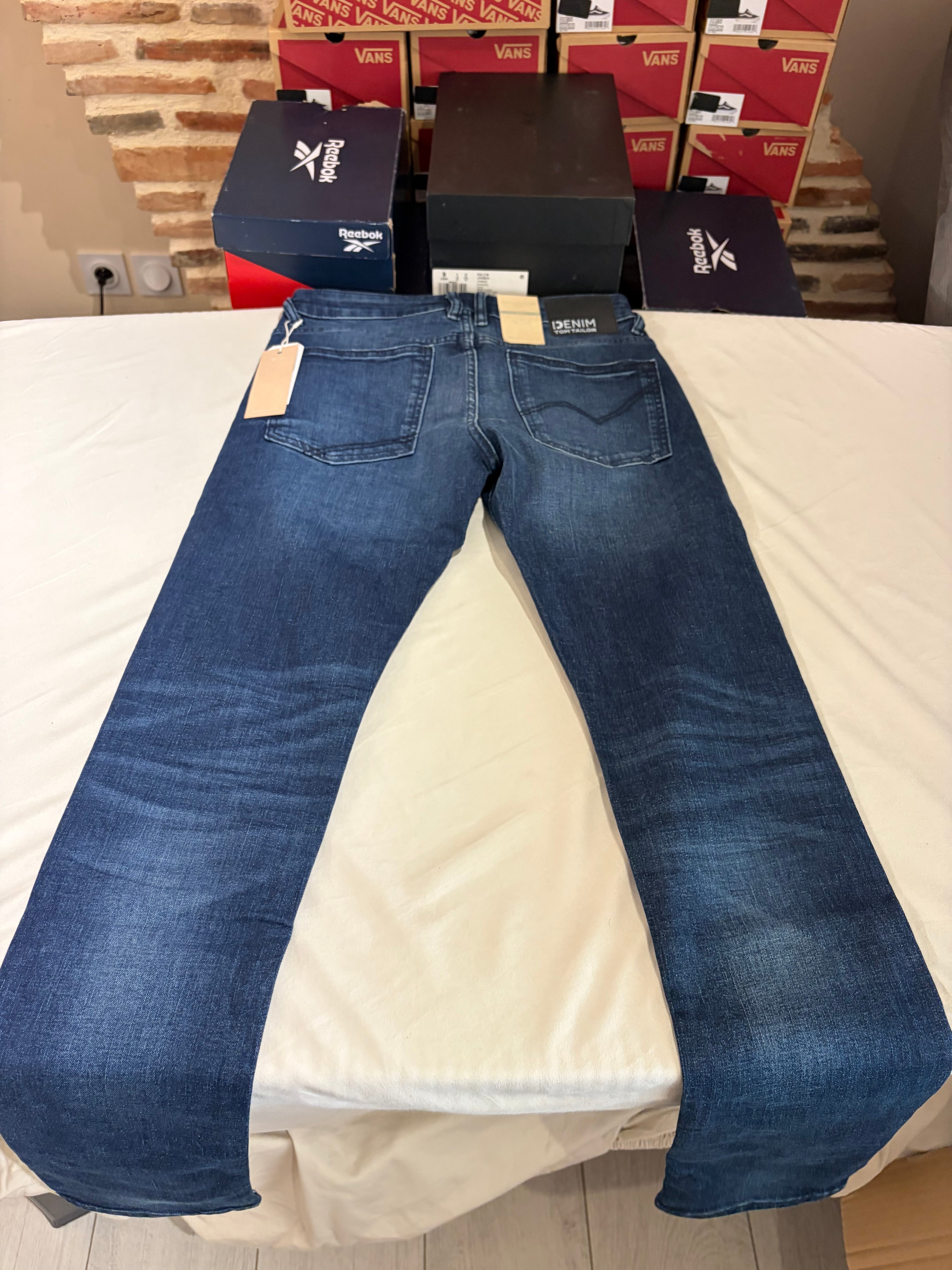 Tom Tailor Denim PIERS Jean Homme Slim Bleu Denim 30/32 Neuf avec Étiquettes