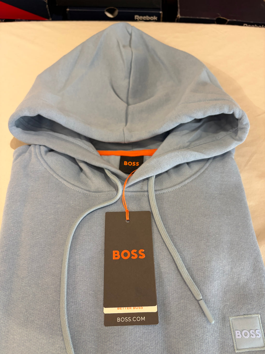 Sweat à capuche BOSS Wetalk Bleu Clair Homme XL - Logo ton sur ton - Neuf