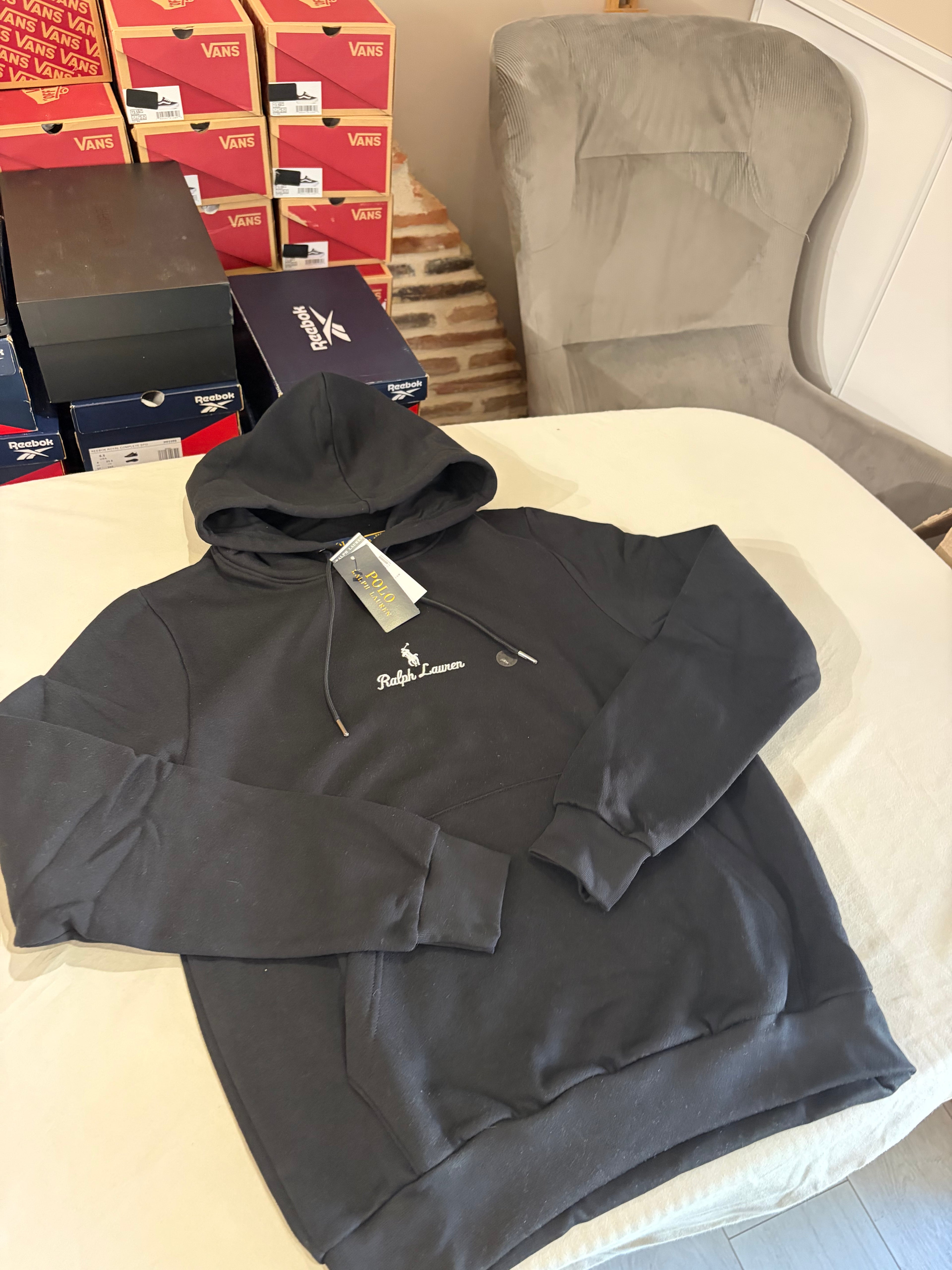 Sweat à capuche Polo Ralph Lauren Logo Double-Knit Noir Homme Taille S