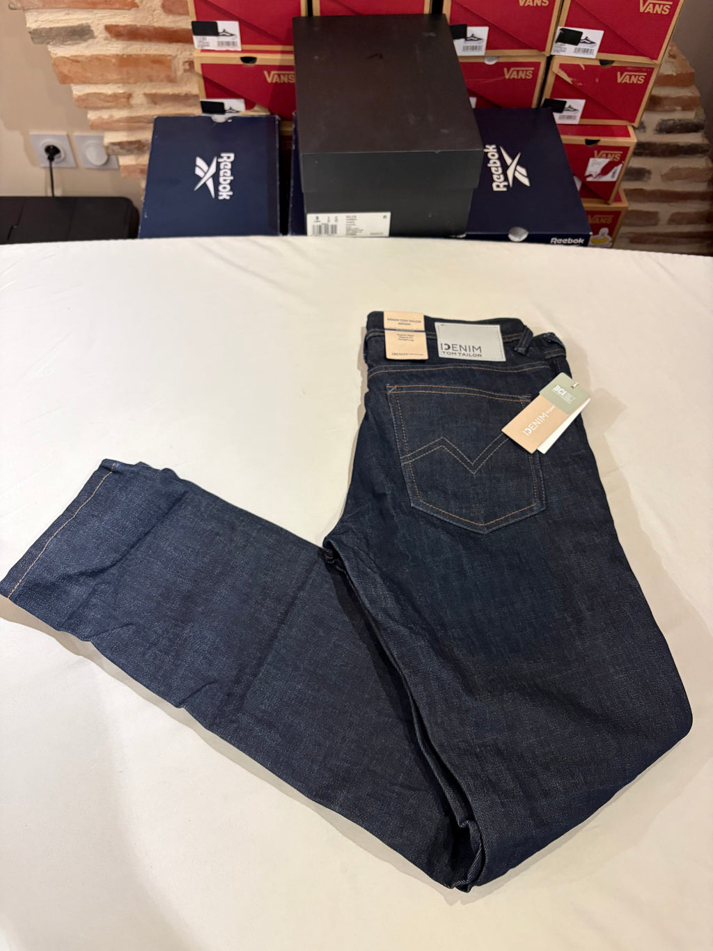 Jean Tom Tailor Denim Aedan Straight Homme Bleu Brut Foncé – Neuf avec étiquettes – Taille 30/34