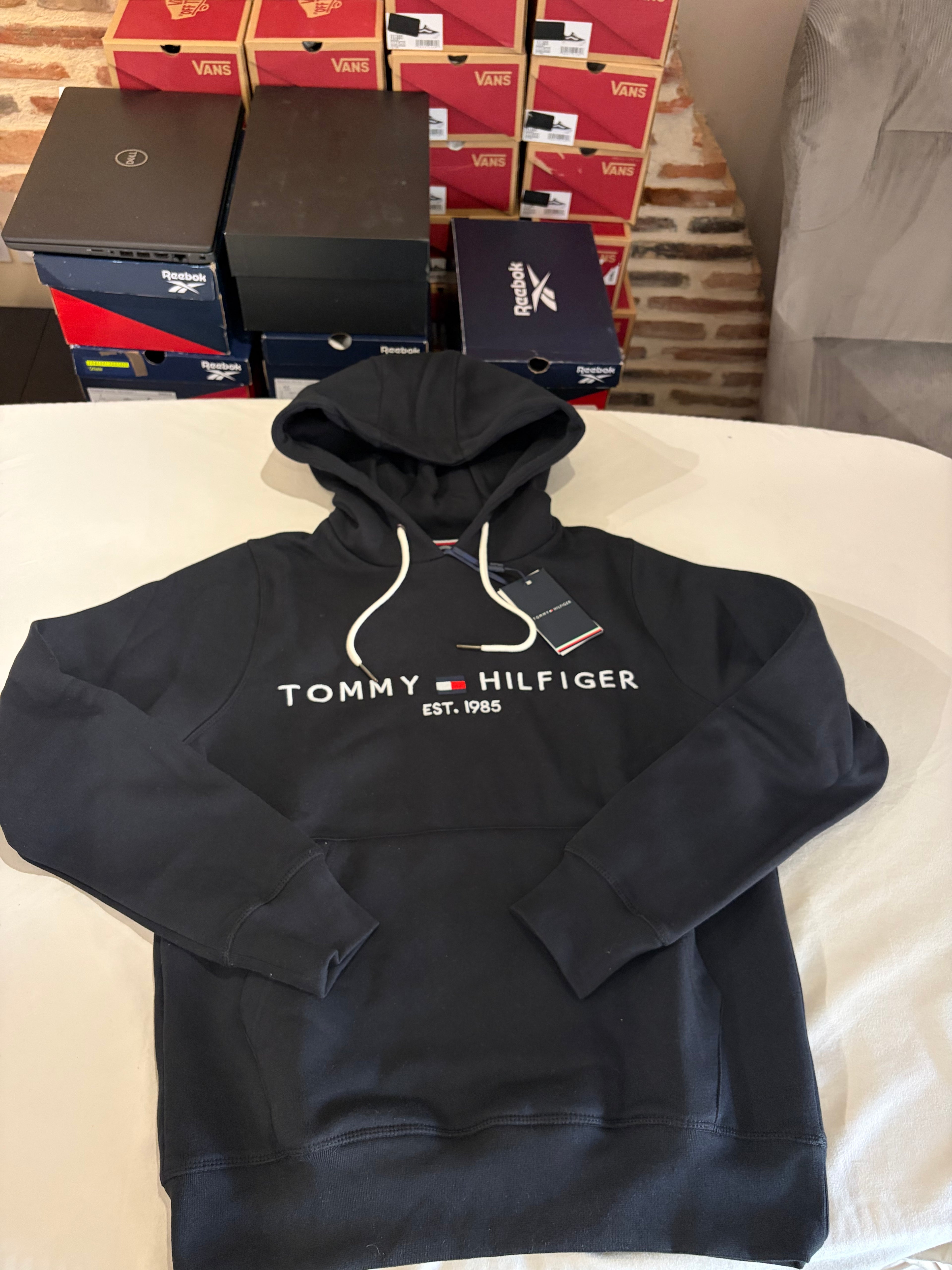 Sweat à capuche Tommy Hilfiger Logo Hoody Noir Homme Taille S