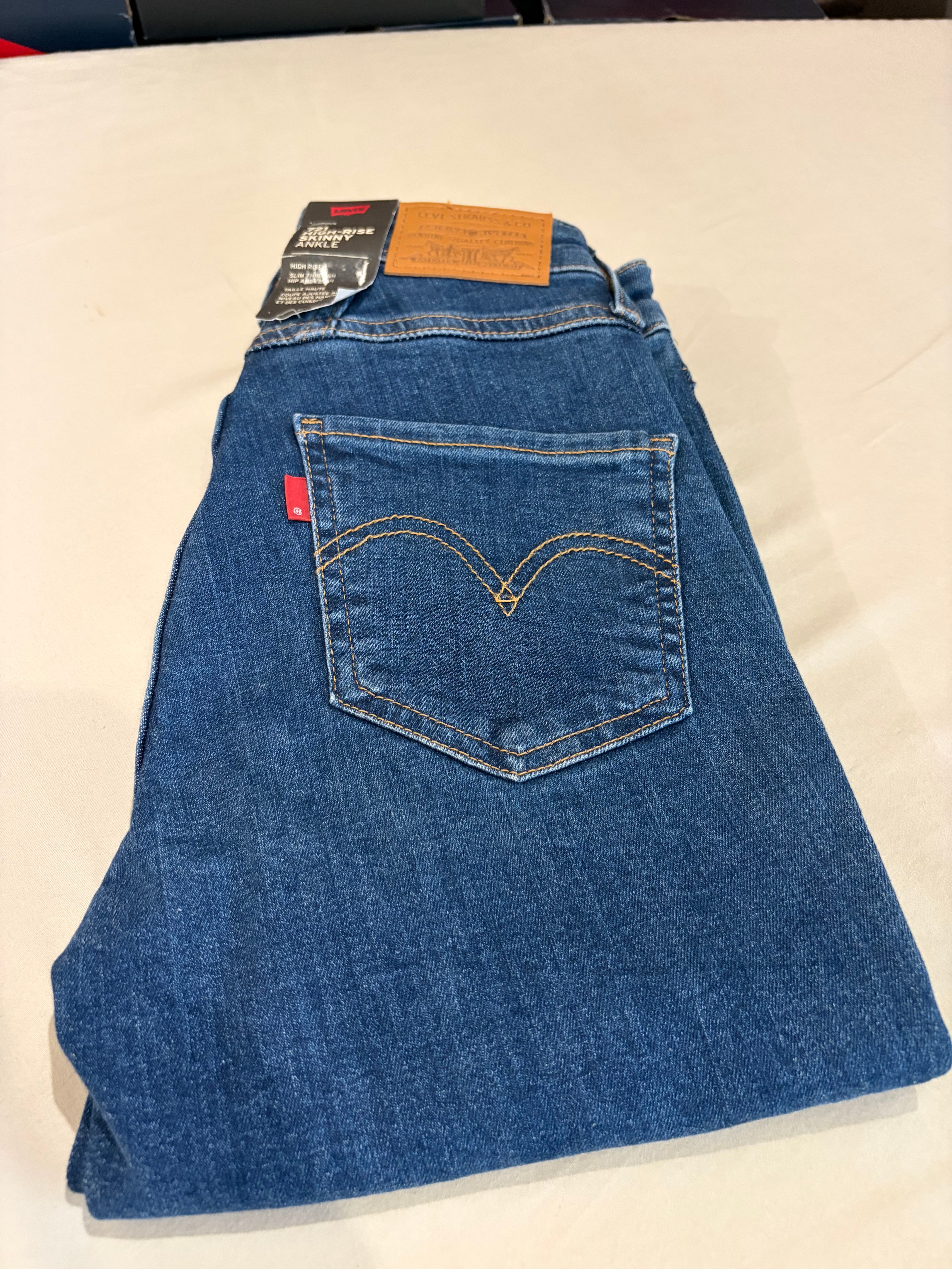 Levi's 721 High Rise Skinny Ankle Femme Neuf - Jean Bleu Denim Taille 24