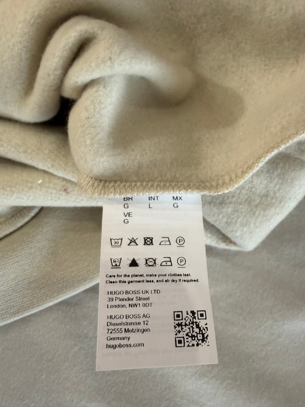 Sweat à capuche BOSS Wetalk Natural écru Homme L - Logo ton sur ton - Neuf