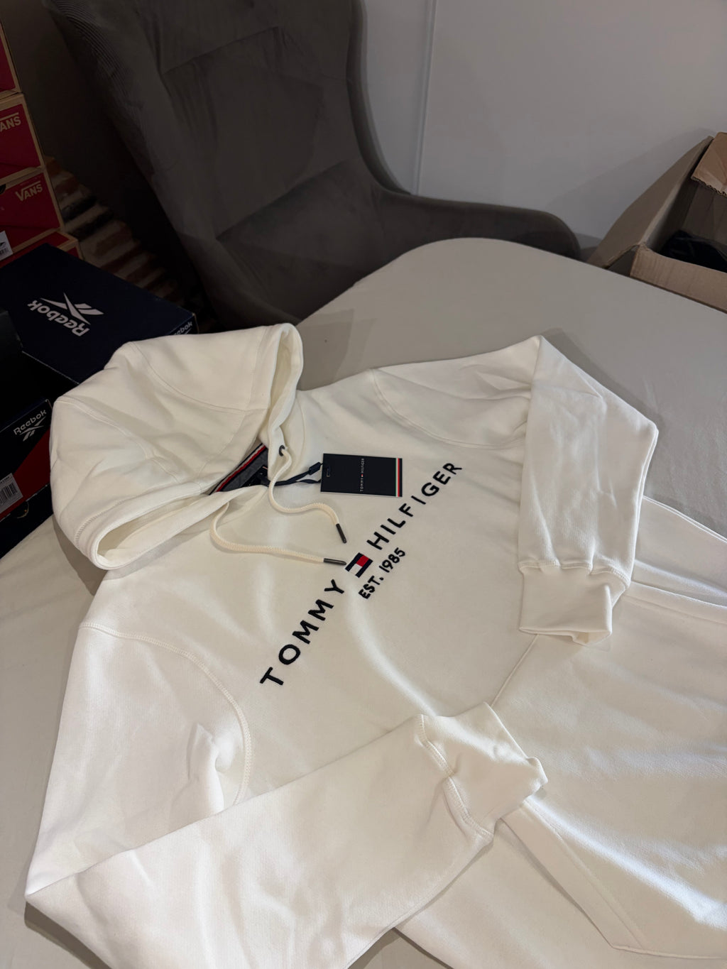 Sweat à capuche Tommy Hilfiger Logo Hoody MW0MW10752 Blanc Écru Homme Taille M