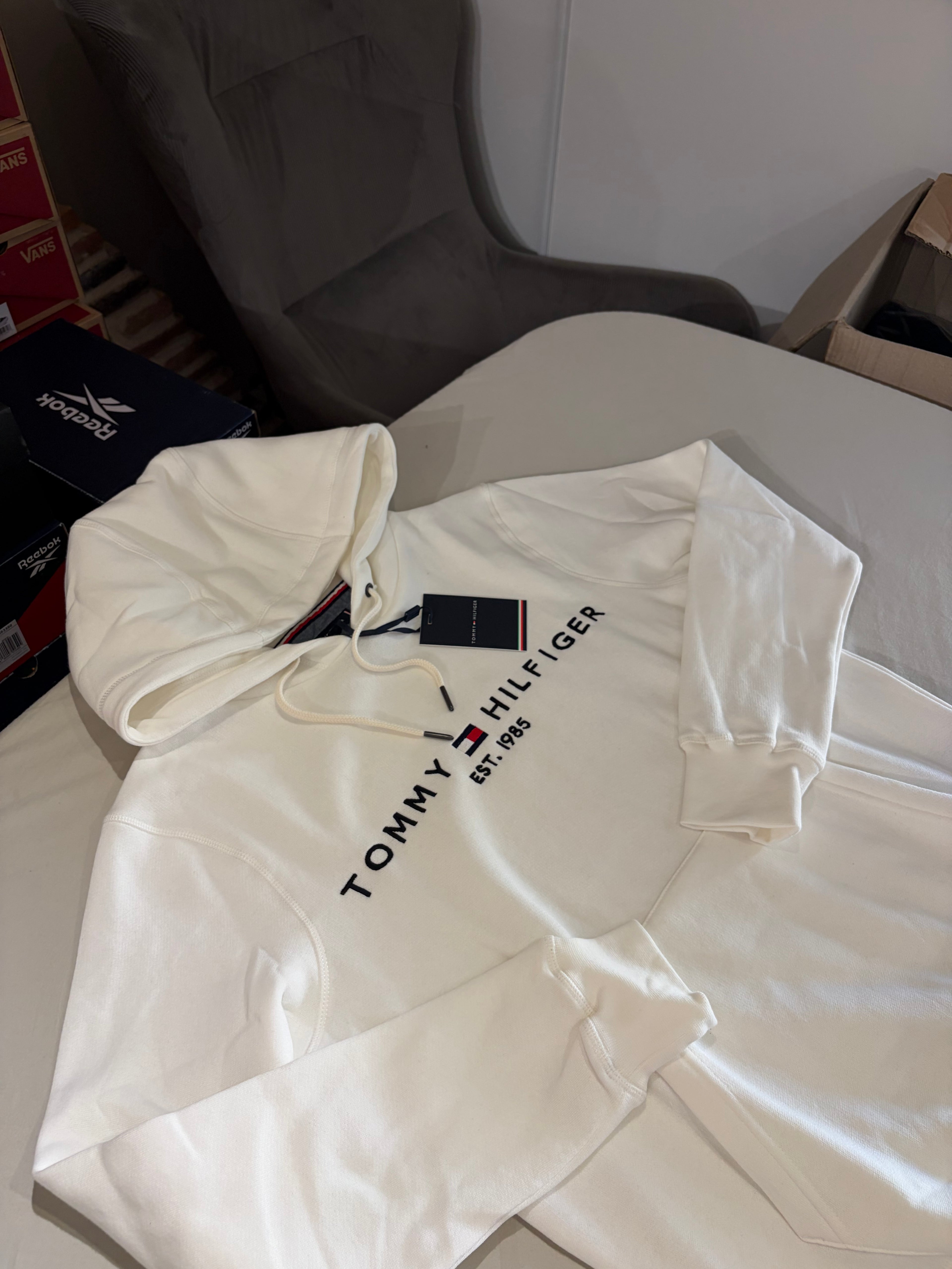 Sweat à capuche Tommy Hilfiger Logo Hoody MW0MW10752 Blanc Écru Homme Taille M