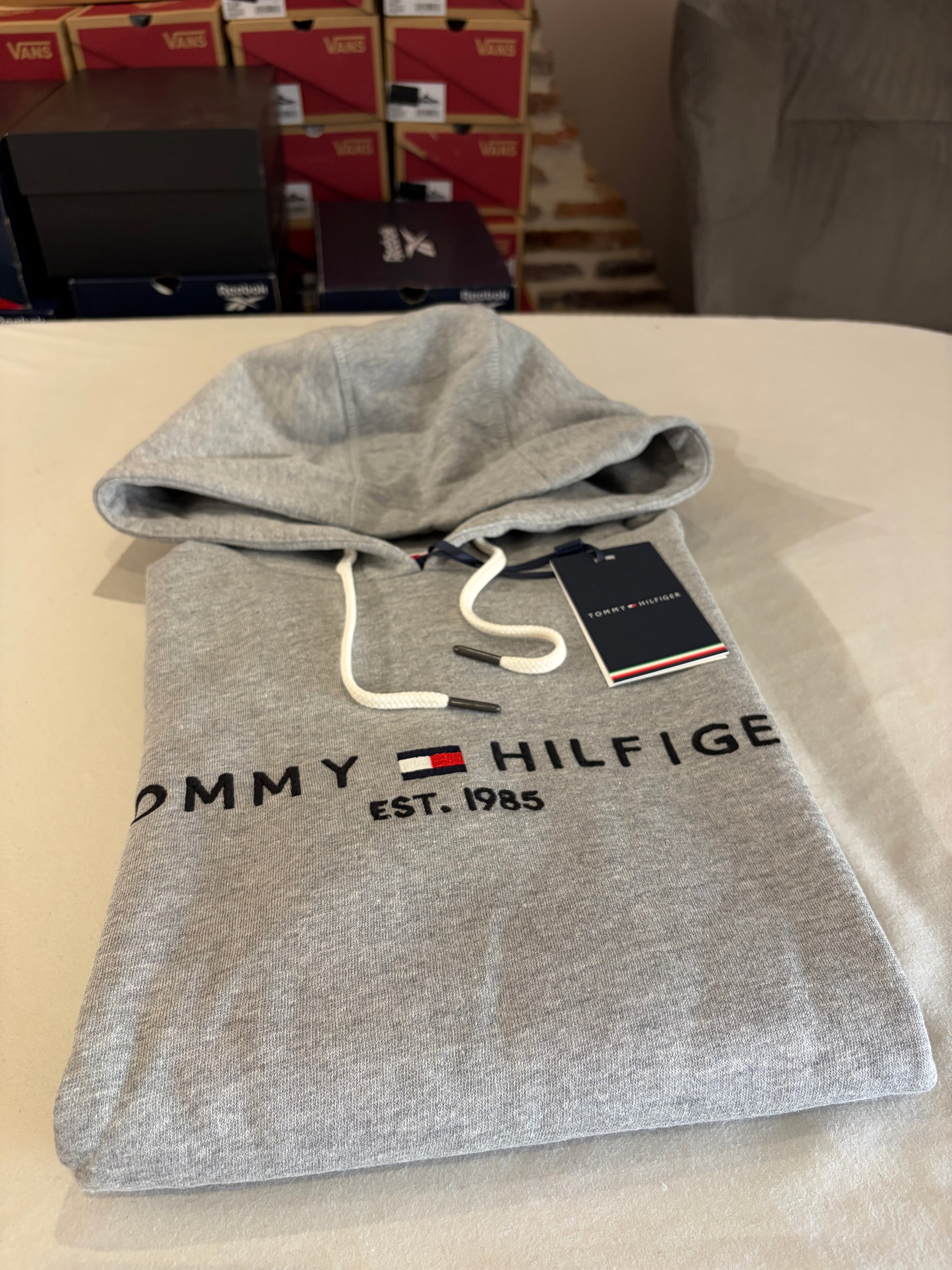 Sweat à capuche Tommy Hilfiger Logo Hoody Gris Chiné Homme Taille M
