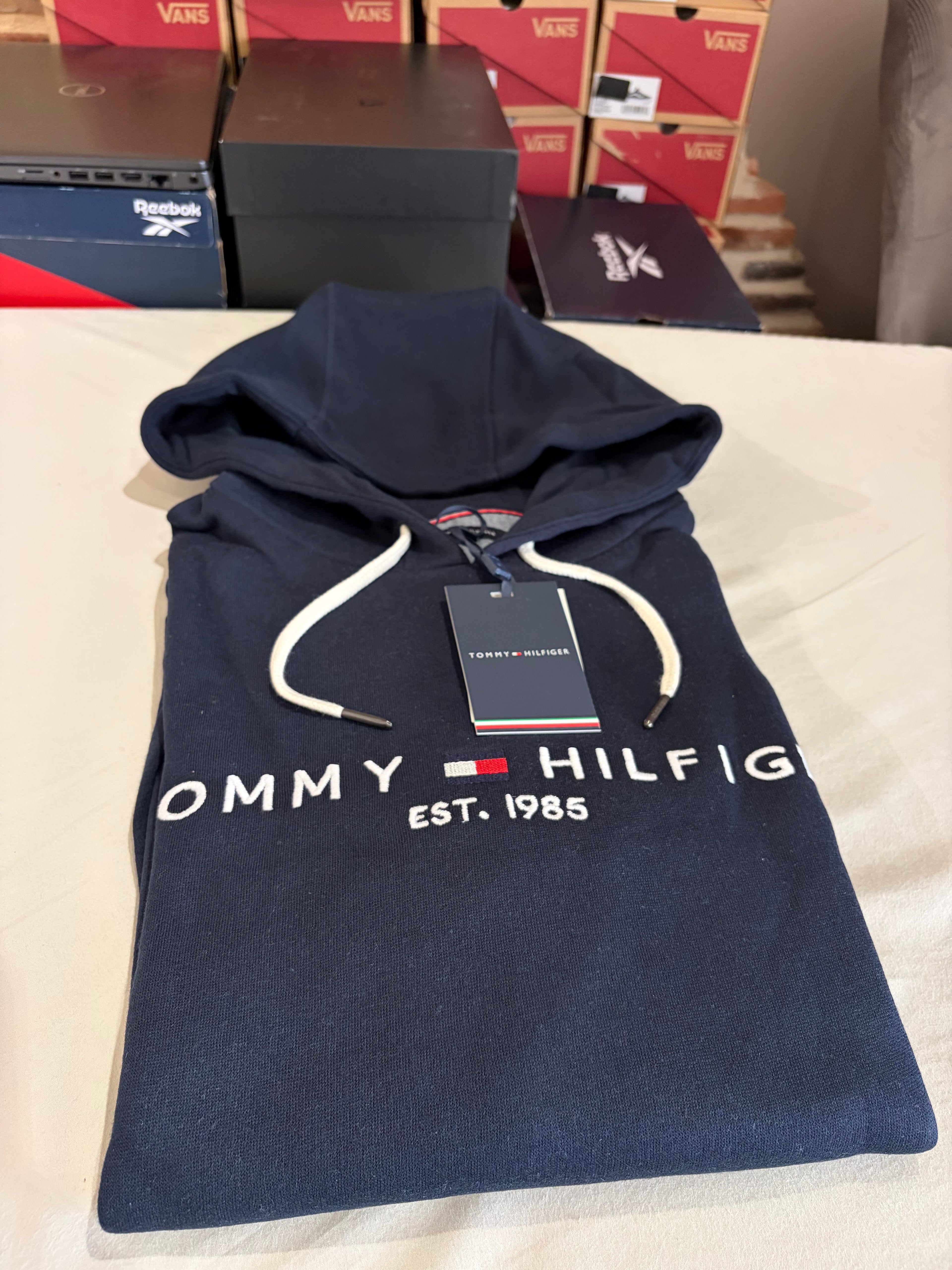 Sweat à Capuche Tommy Hilfiger Bleu Marine Logo Brodé Homme XXL