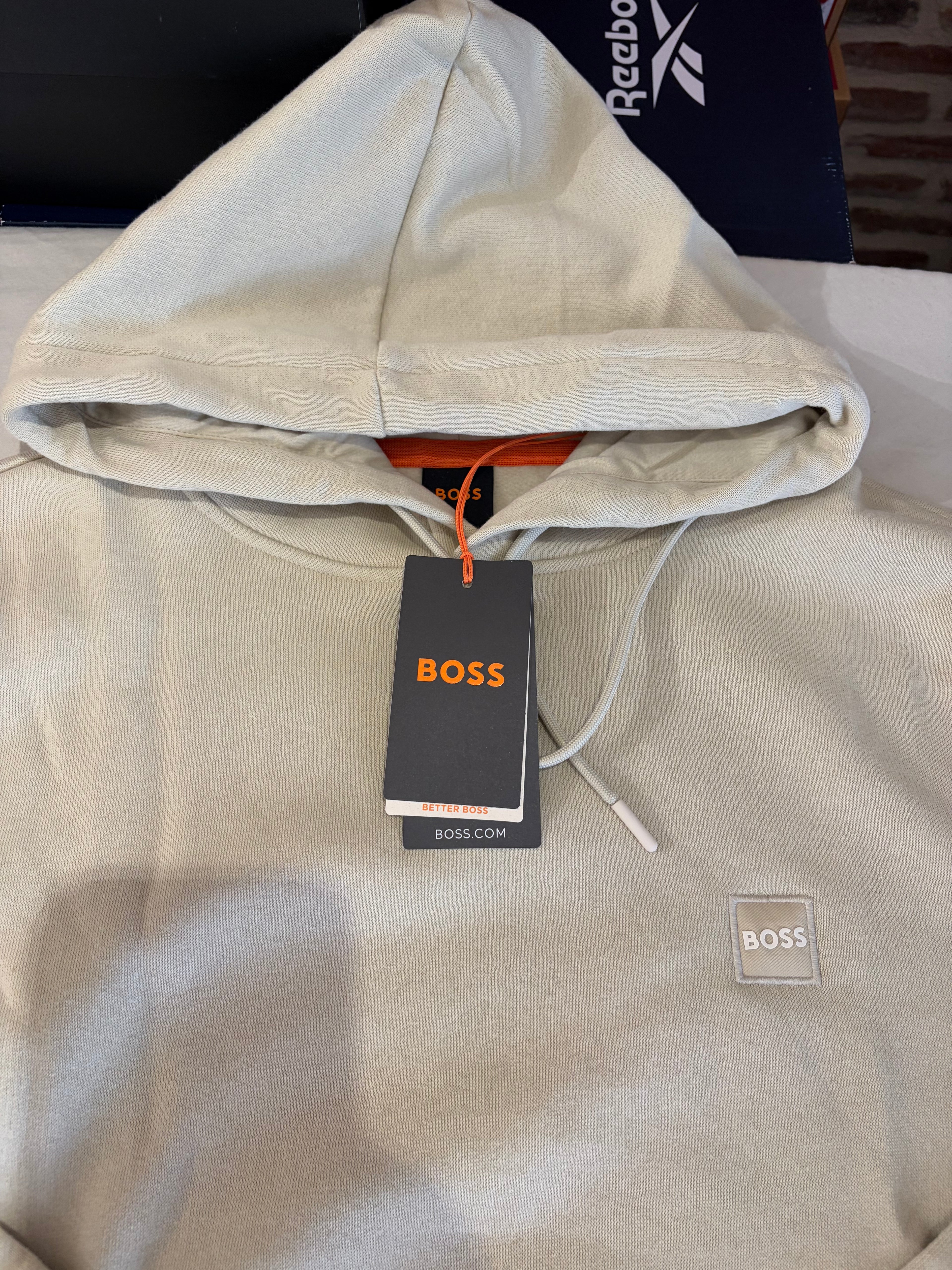 Sweat à capuche BOSS Wetalk Natural Homme L - Logo ton sur ton - Neuf