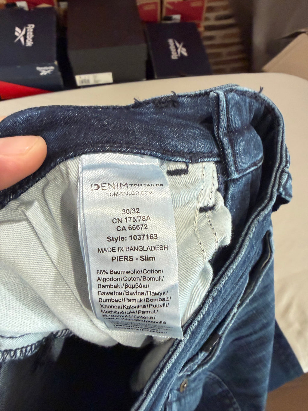 Tom Tailor Denim PIERS Jean Homme Slim Bleu Denim 30/32 Neuf avec Étiquettes